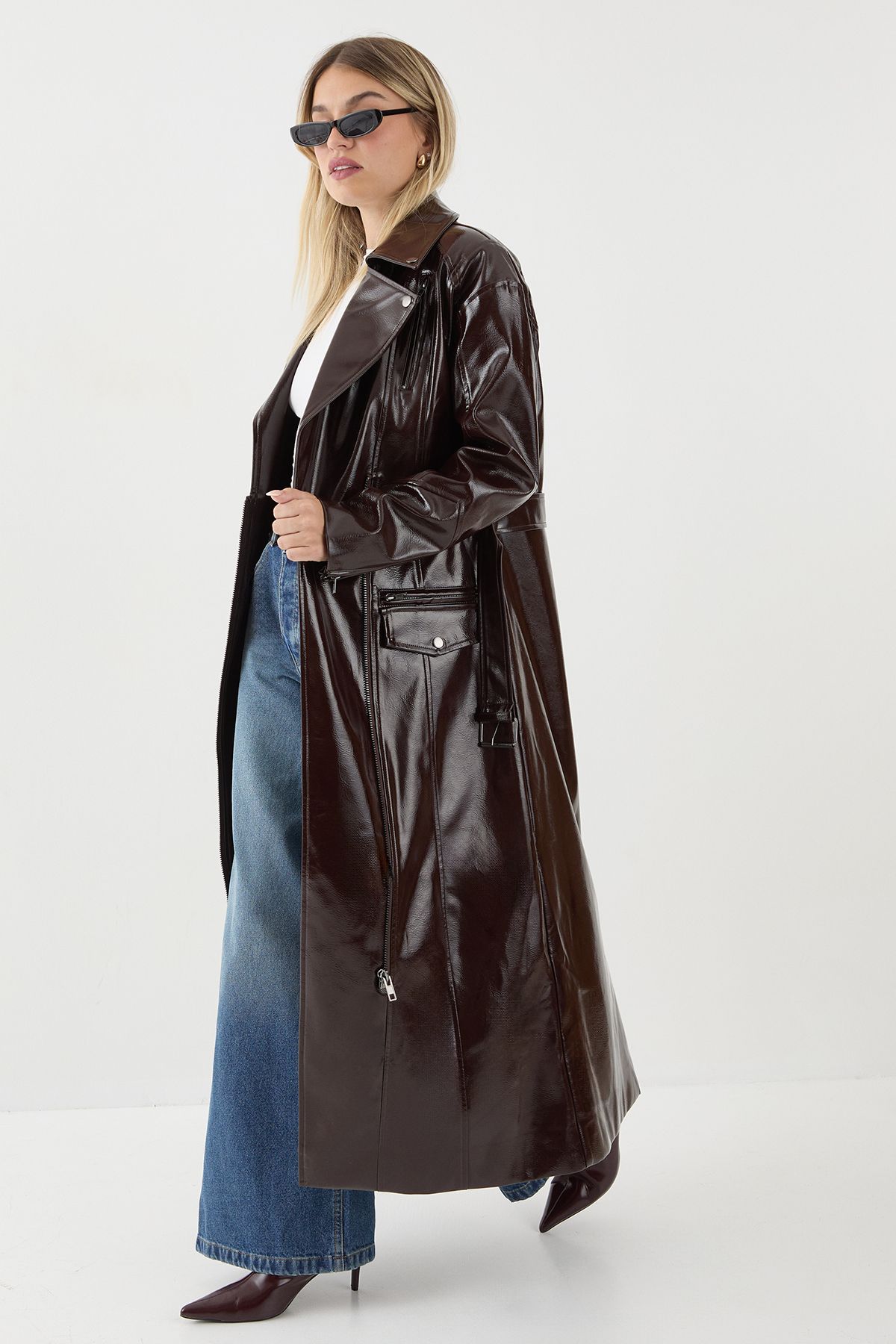 MissPap Premium Vinyl Extreme Shoulder Trench Wine image 1
