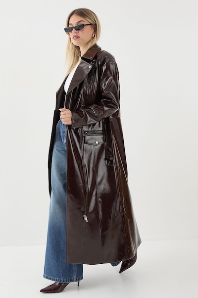 MissPap Premium Vinyl Extreme Shoulder Trench Wine