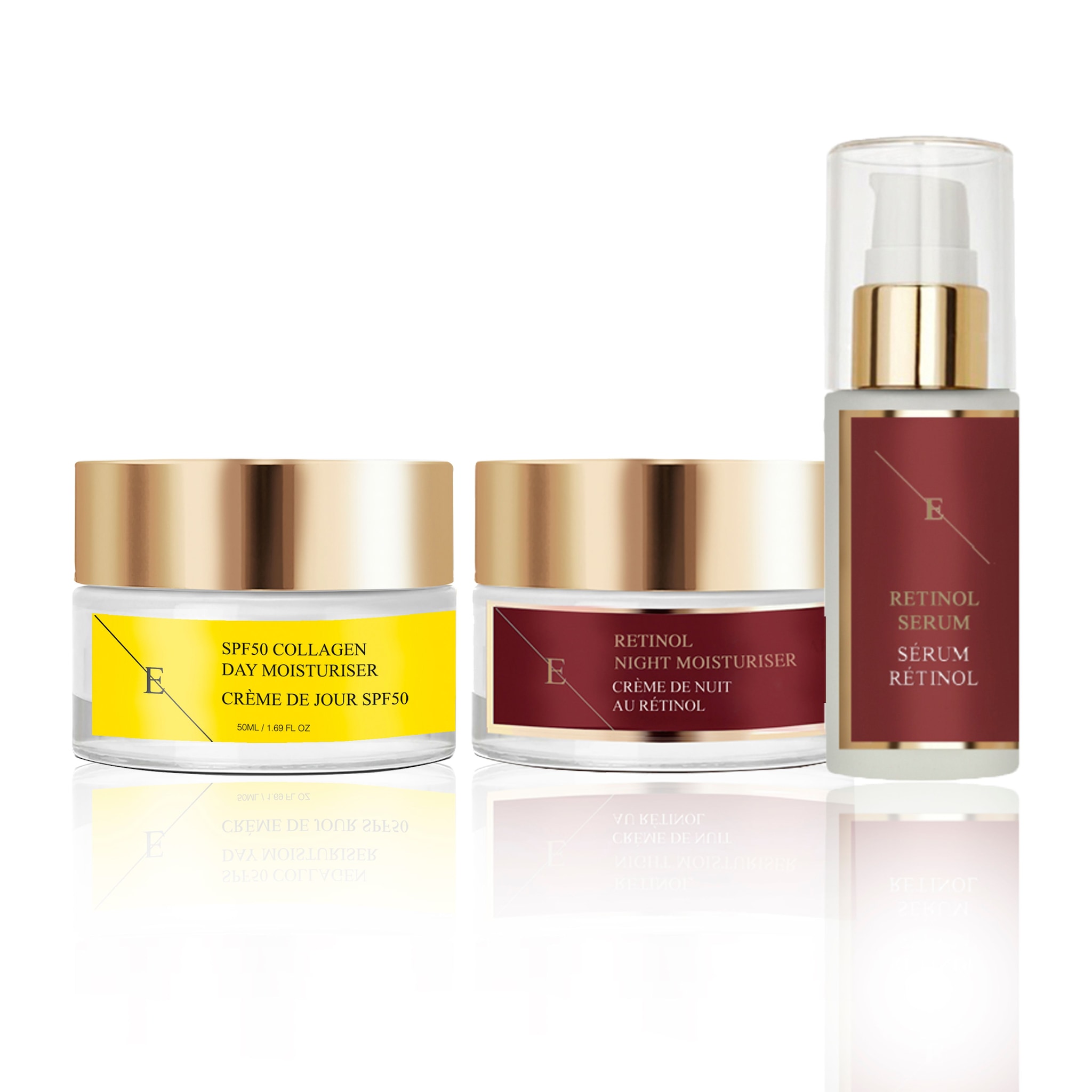 Erth Skin London Retinol Routine: Serum 60ml , Night Cream 50ml & Collagen Day SPF 50 image 1