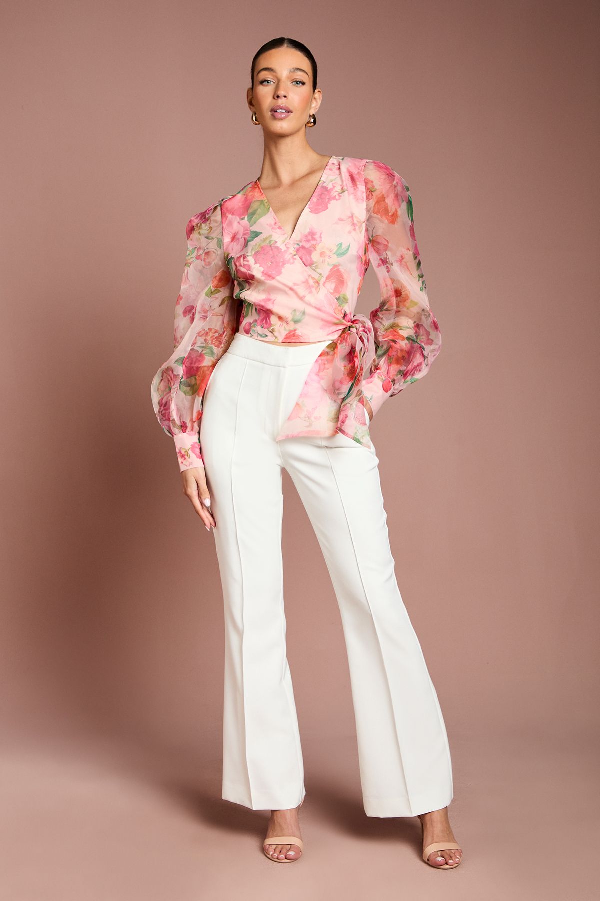 Coast Printed Organza Wrap Top Blush image 2