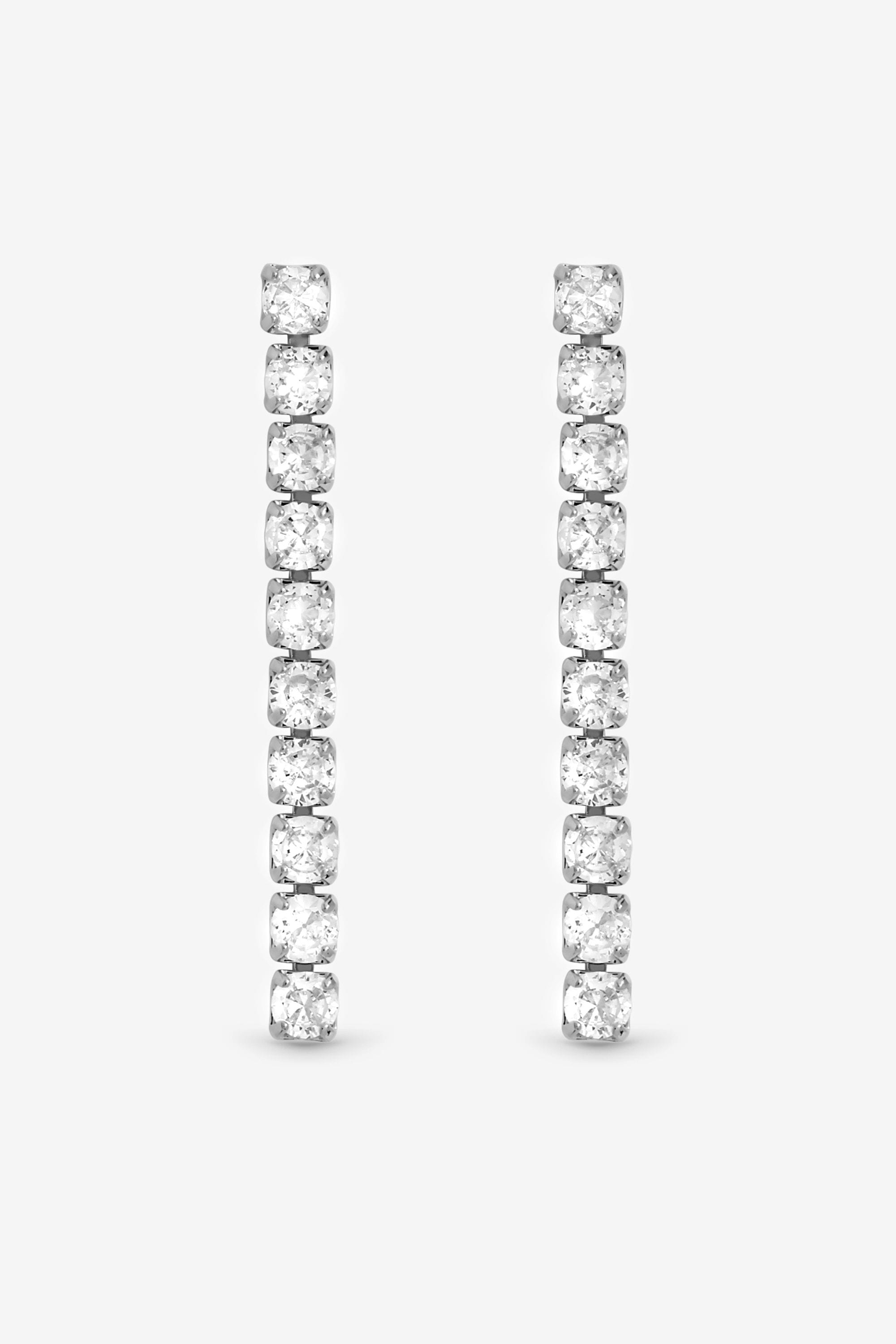 Jon Richard Rhodium Plated and Cubic Zirconia Round Tennis Earrings image 1