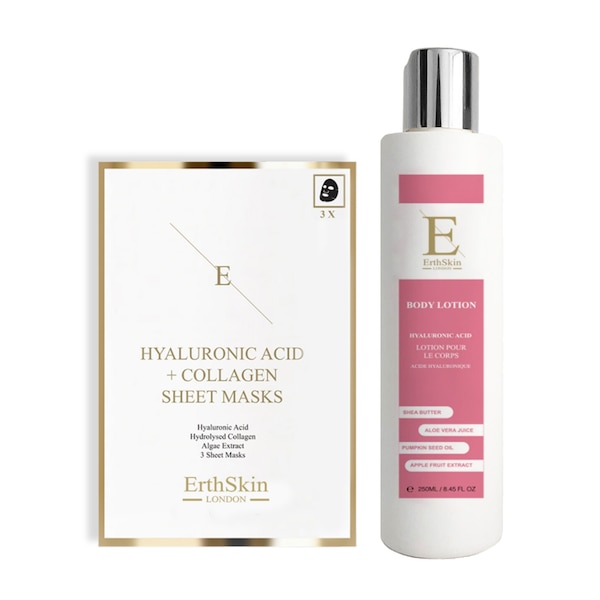 Erth Skin London Hydrating Duo: Collagen Body Lotion 250ml + Hyaluronic Sheet Mask