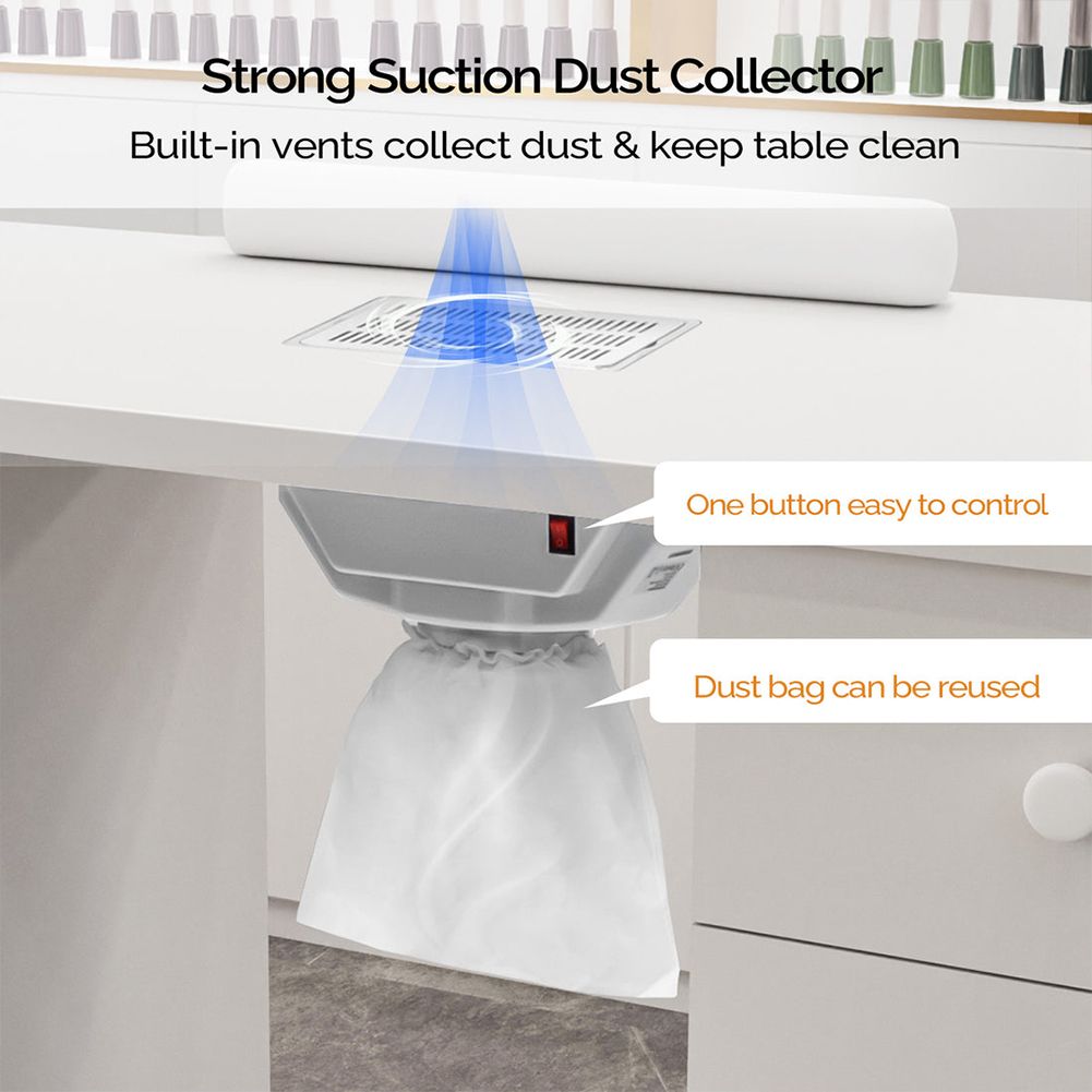 Living and Home Professional Mobile Manicure Table Nail Desk with Dust Collector image 5