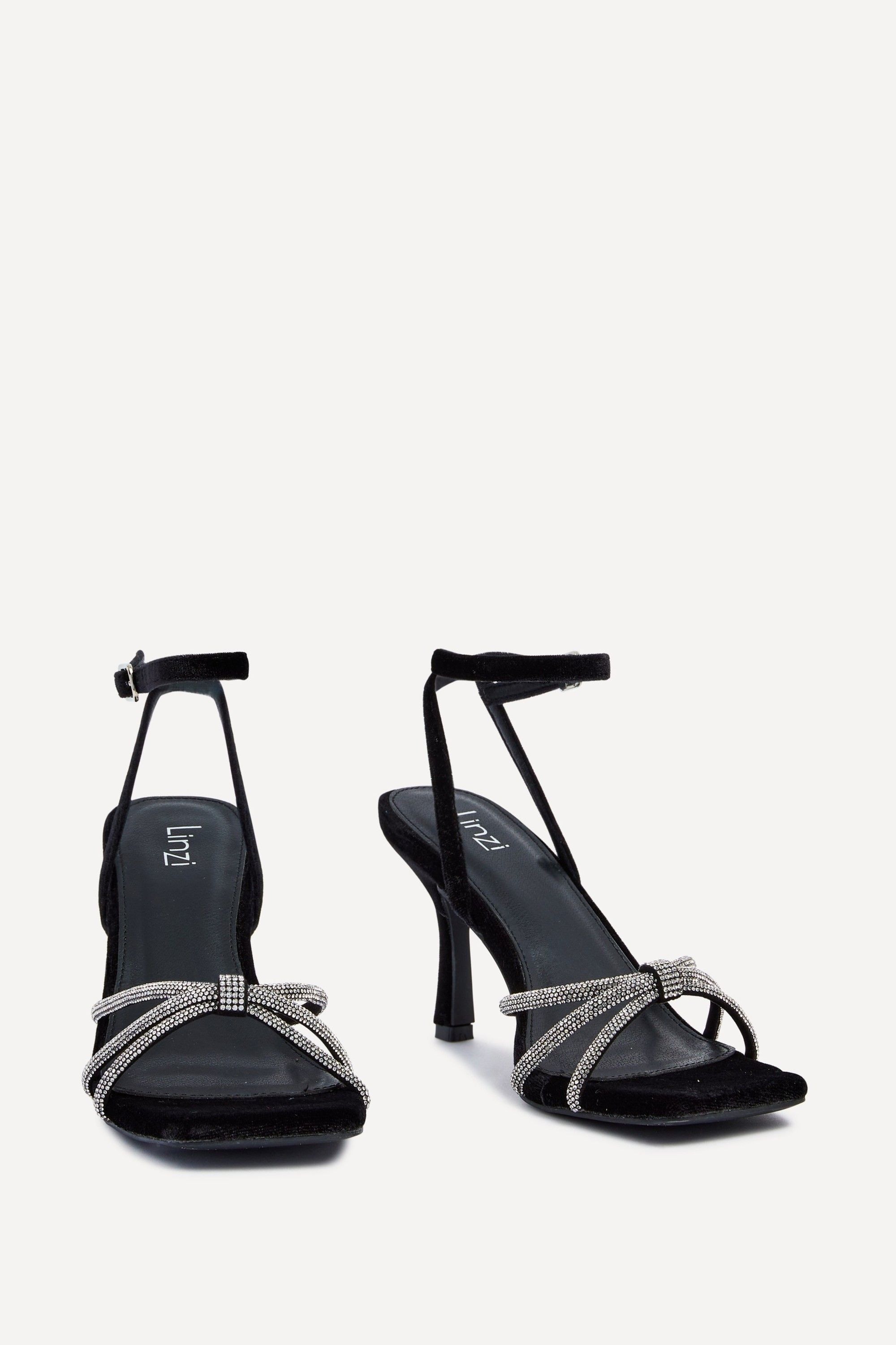 Linzi Polly Black Velvet Stiletto Heeled Sandal image 3