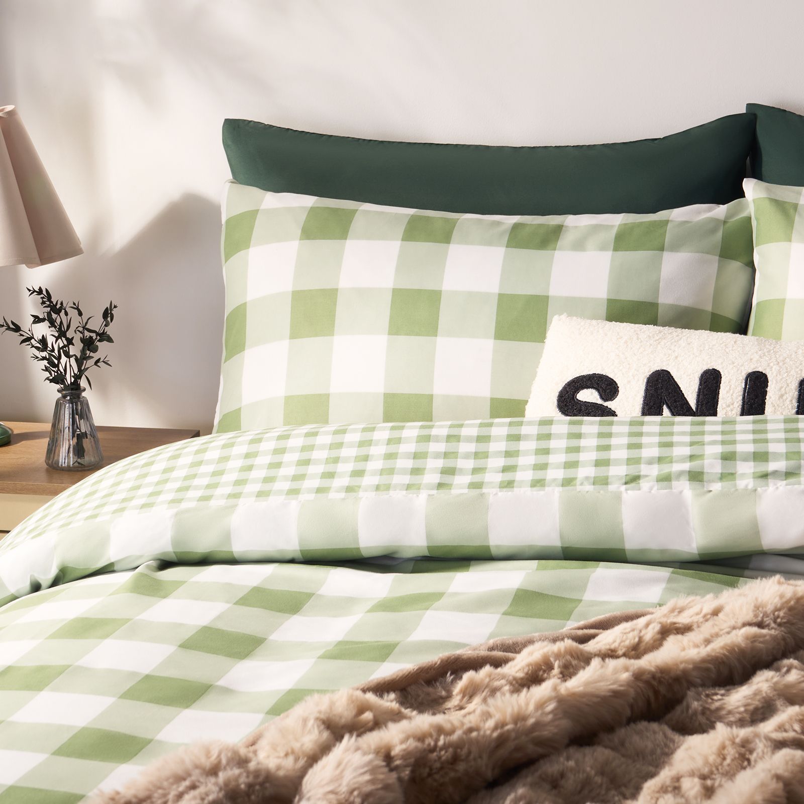 OHS Gingham Reversible Bedding Set Duvet Cover with Pillowcase image 5