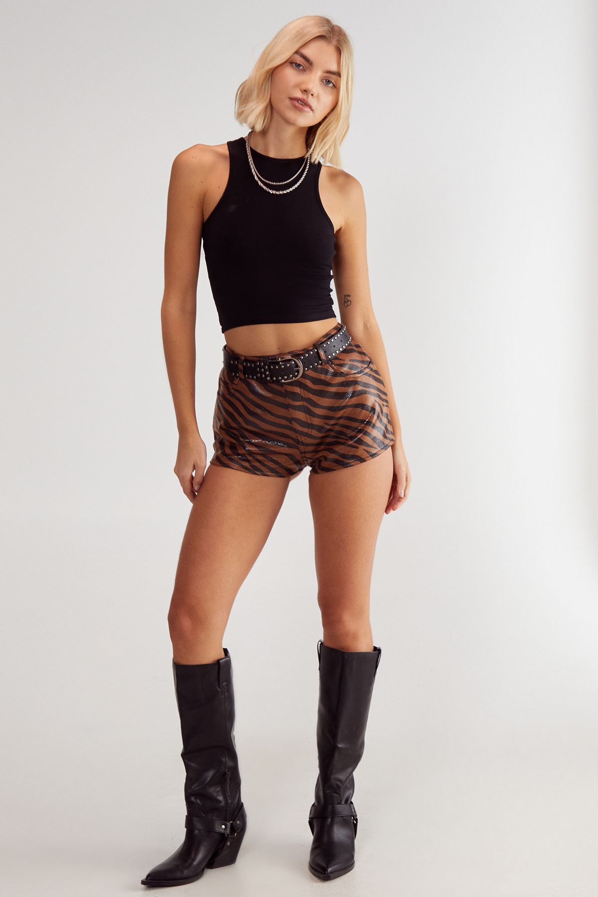 NastyGal Neutral Zebra Cheeky Short Neutral image 2