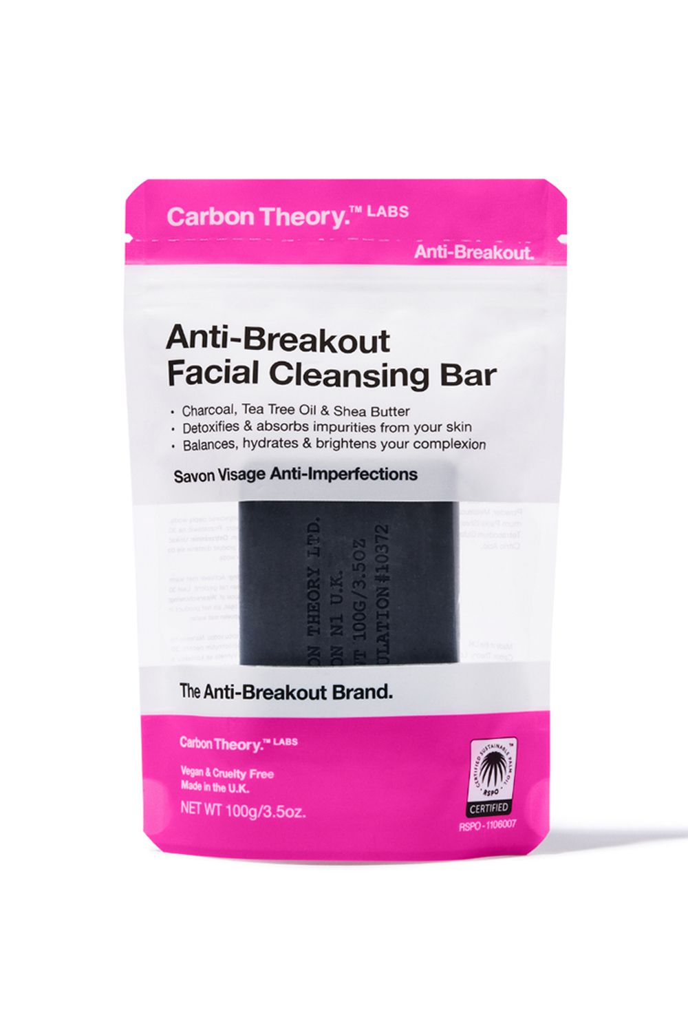 Carbon Theory Anti Breakout Charcoal & Tea Tree Oil Breakout Control Facial Cleansing Bar Misc image 1