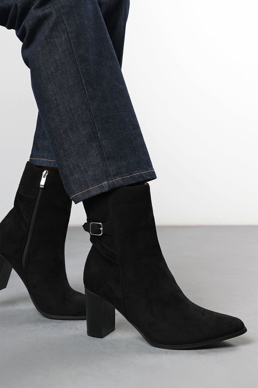 Where's That From 'Jolie' Suede Mid Heel Ankle Boots with Side Buckle image 2