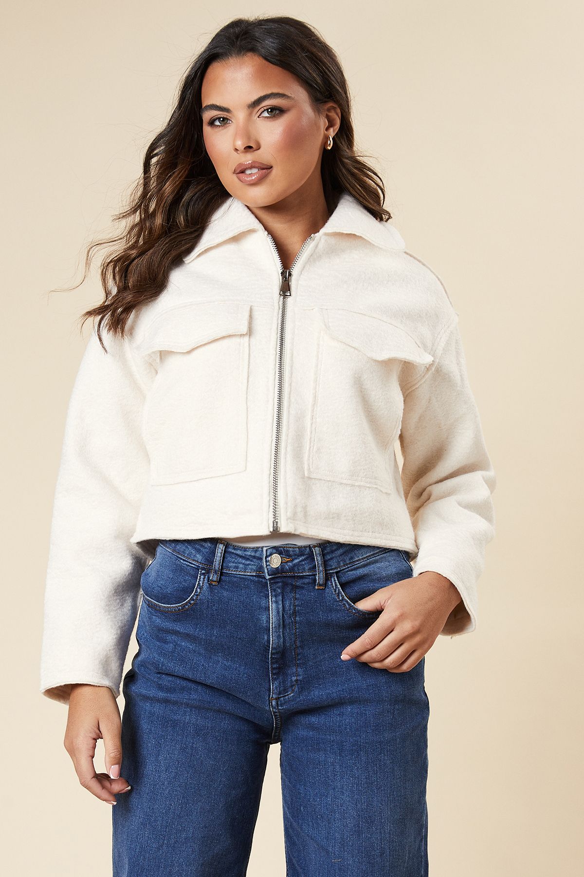 Dorothy Perkins Zip Front Pocket Detail Jacket White image 4