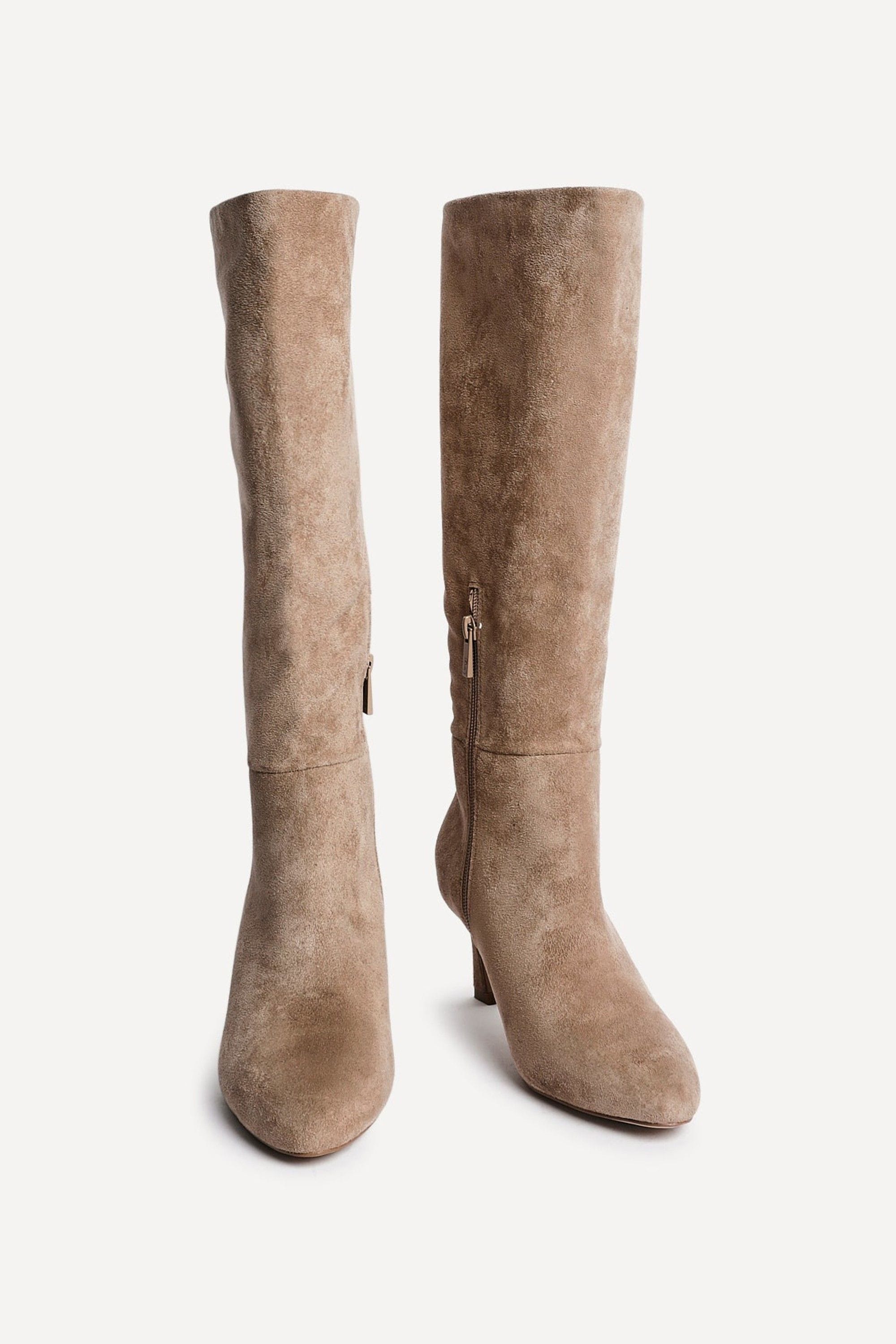Linzi Rush Beige Faux Suede High Leg Stiletto Boots image 3