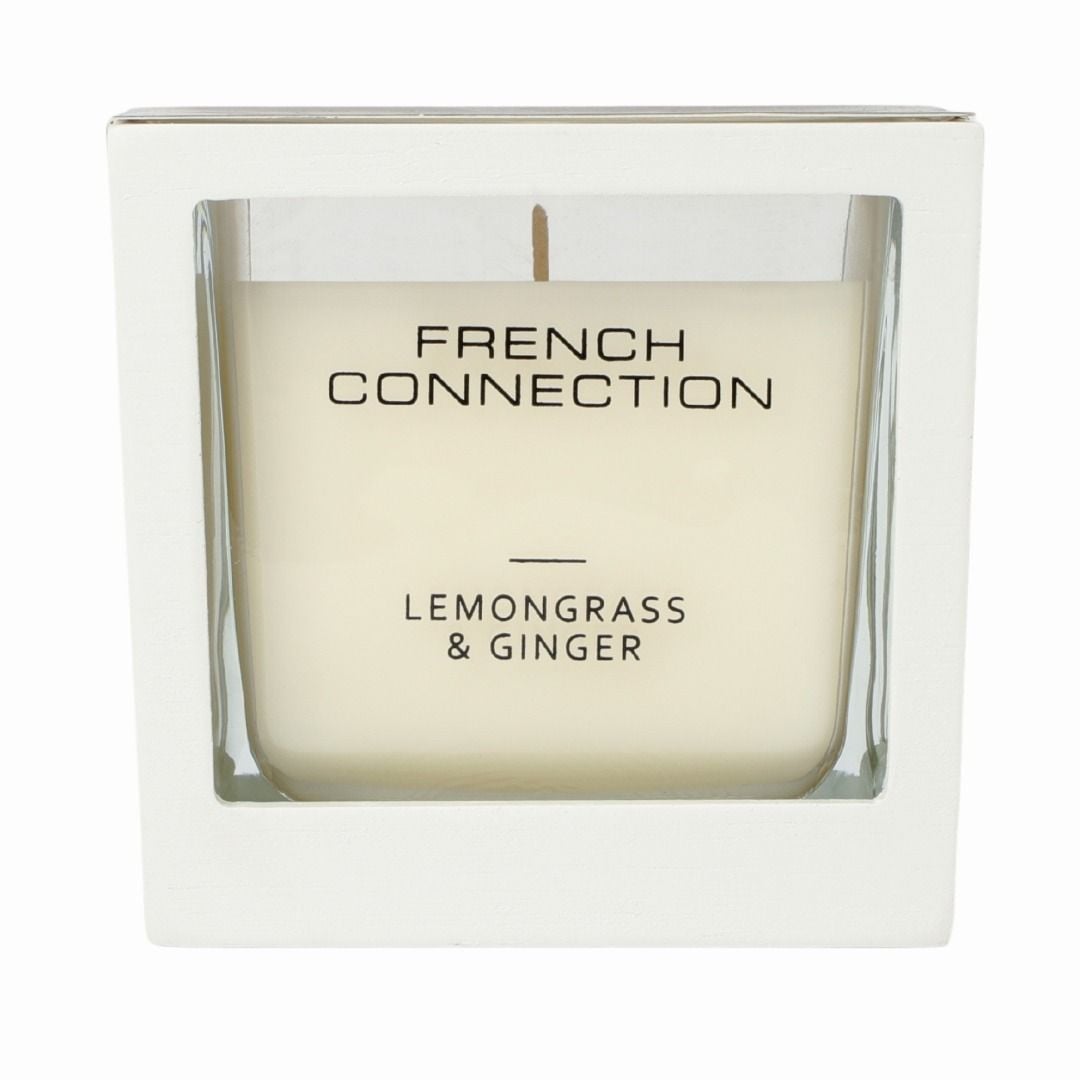 French Connection White Wooden Surround Lemongrass & Ginger Long-Lasting Luxury Gift image 1