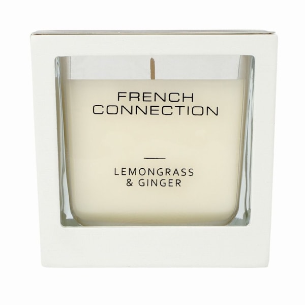 French Connection White Wooden Surround Lemongrass & Ginger Long-Lasting Luxury Gift