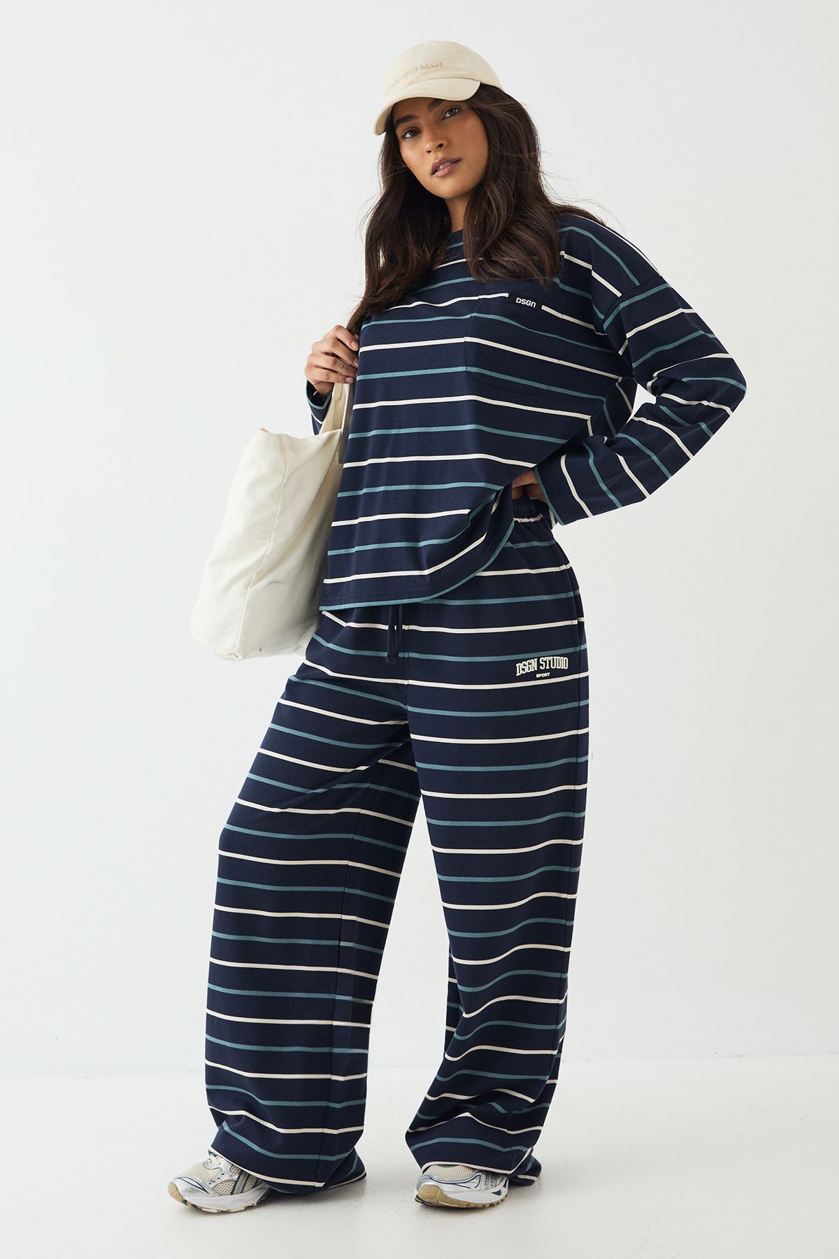DSGN Studio DSGN Studio Stripe Straight Leg Jogger Navy image 1