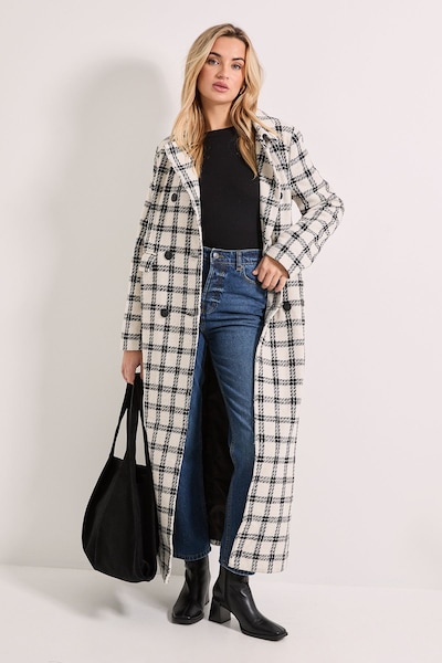 Dorothy Perkins Check Longline Coat Mono