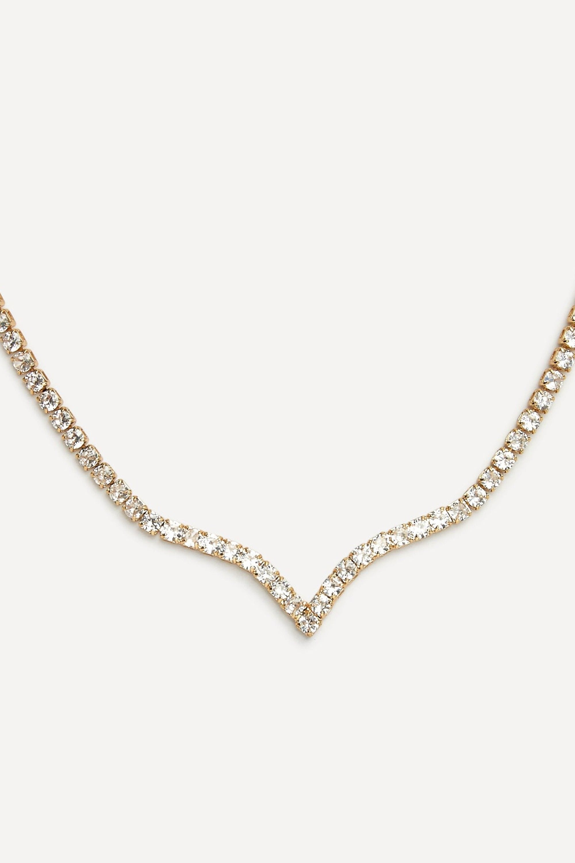 Linzi Evermore Gold V-Shape Tennis Necklace image 3