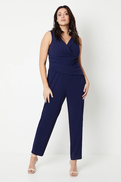 Coast Plus Scuba Crepe Wrap Jumpsuit Navy