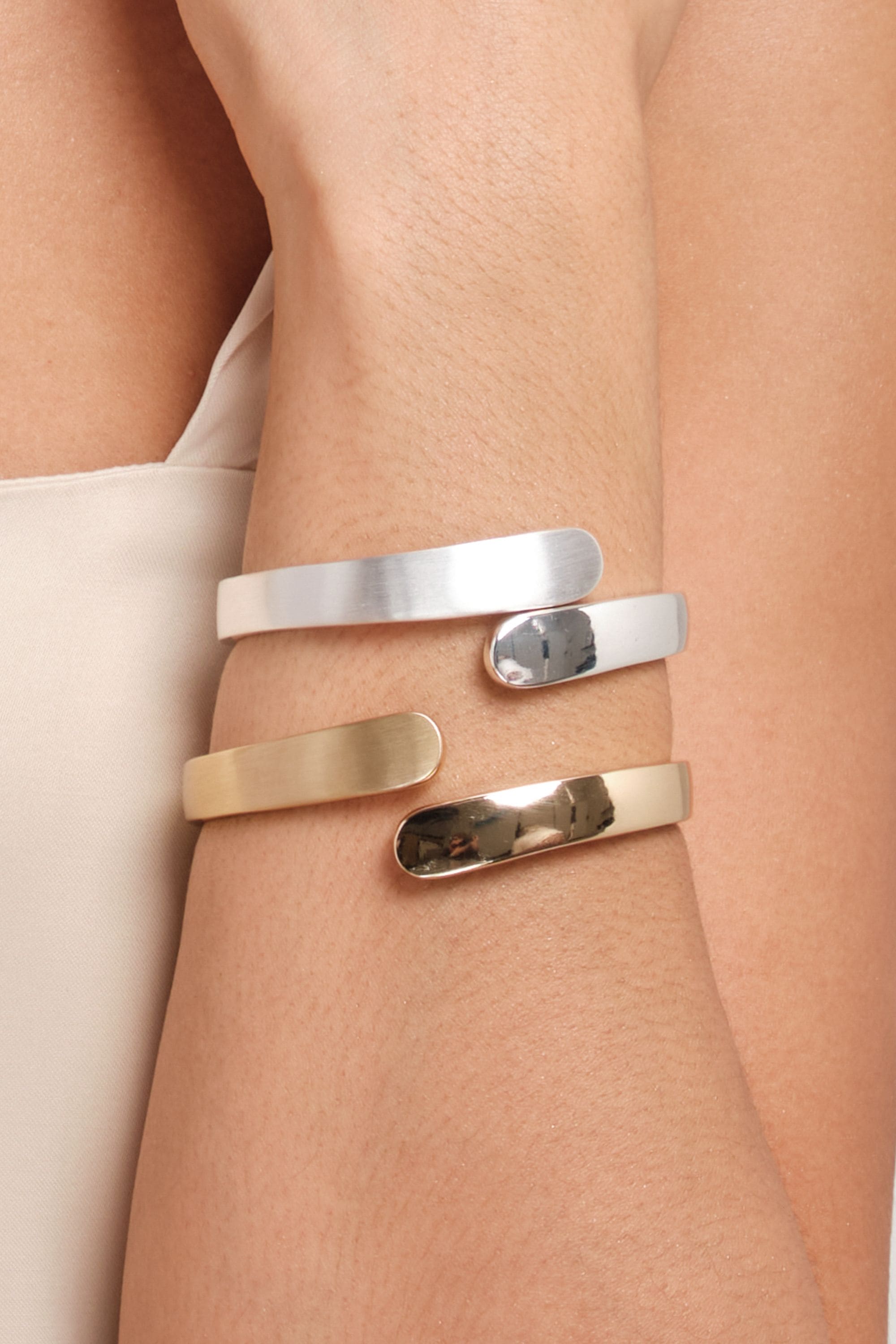 Jon Richard Gold Plated Polished And Satin Open Hinge Bangle image 2