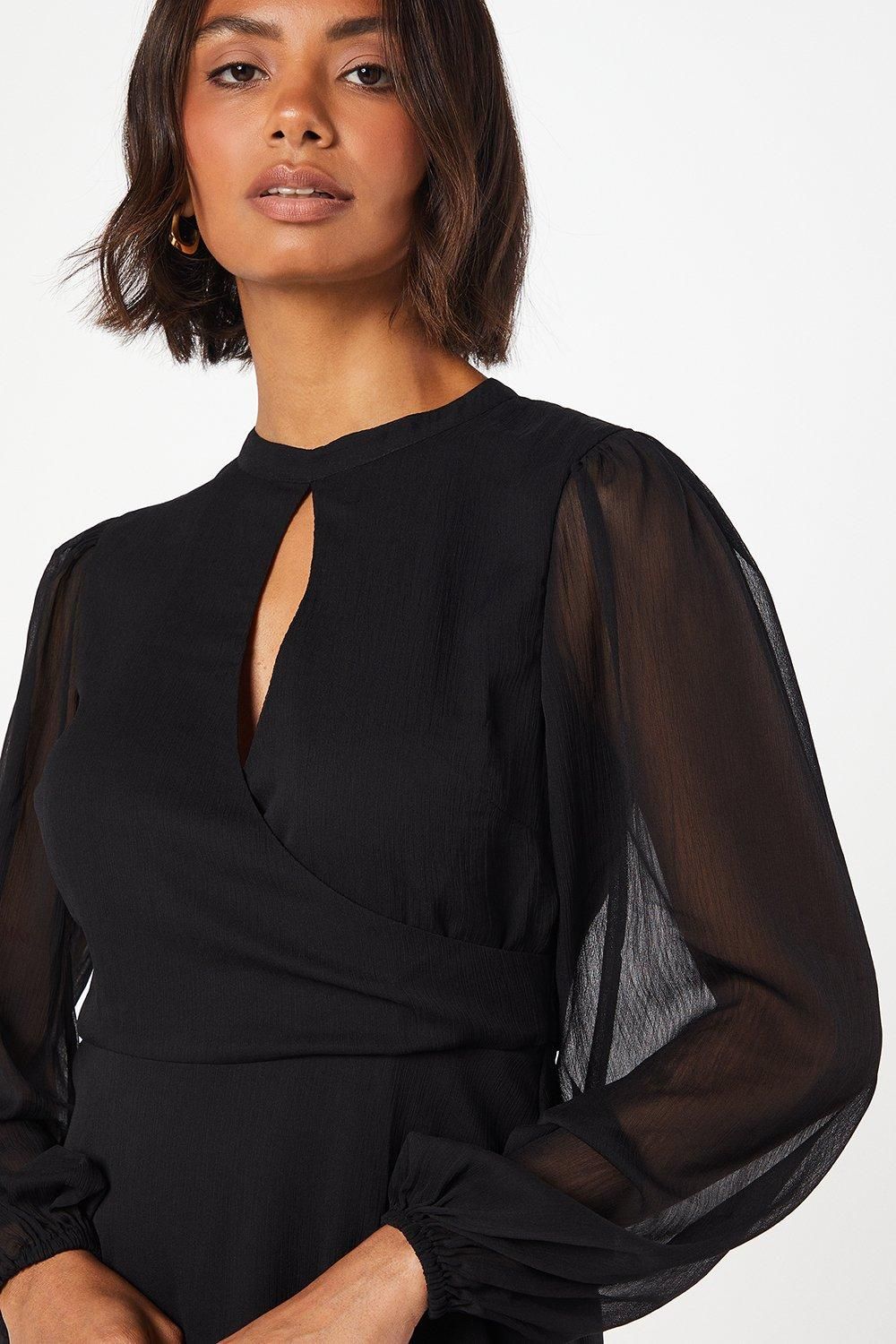 Dorothy Perkins Chiffon Keyhole Wrap Mini Dress Black image 2