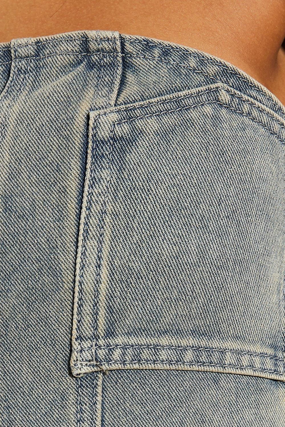 MissPap Denim One Shoulder Deconstructed Top Vintage Wash image 4