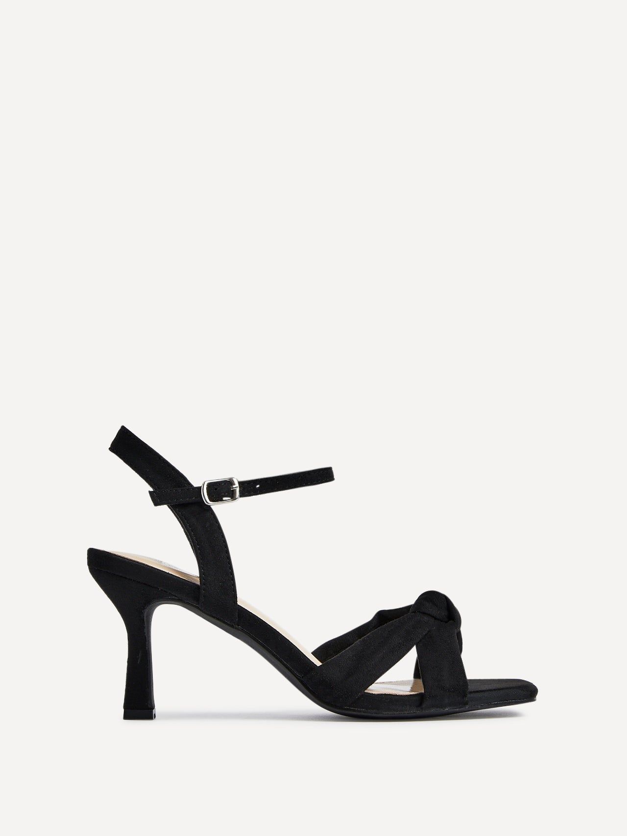Linzi Favour Wide Fit Black Faux Suede Knotted Heeled Sandal image 1