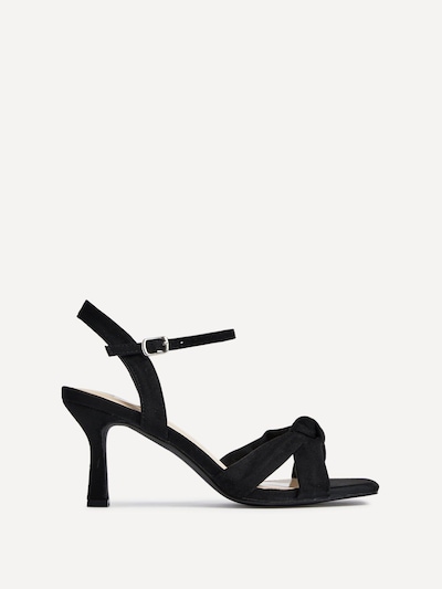 Linzi Favour Wide Fit Black Faux Suede Knotted Heeled Sandal