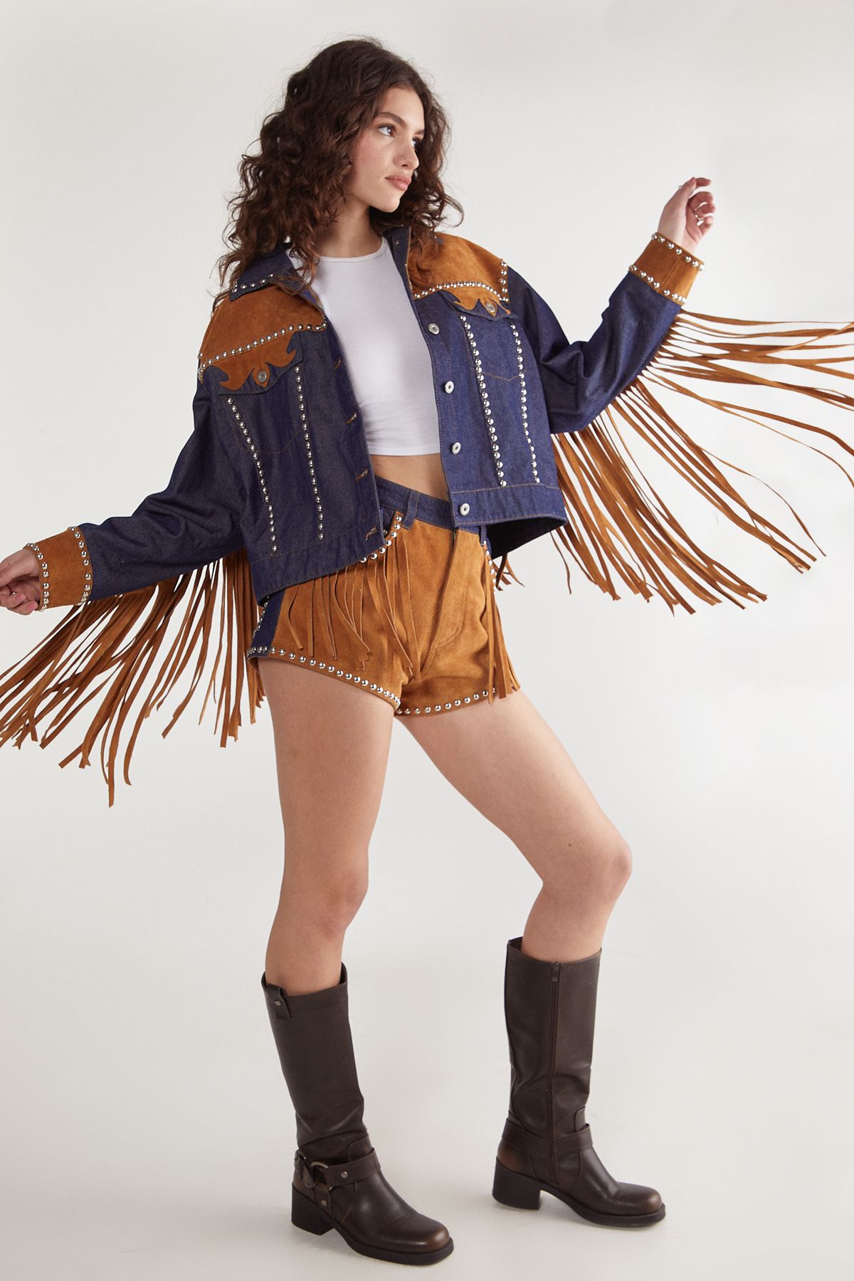 NastyGal Denim Suede Mix Jacket Multi