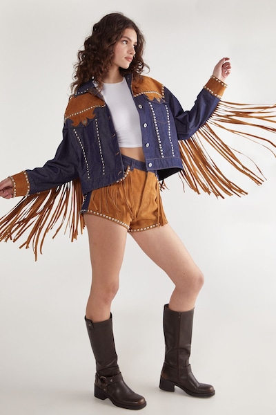 NastyGal Denim Suede Mix Jacket Multi