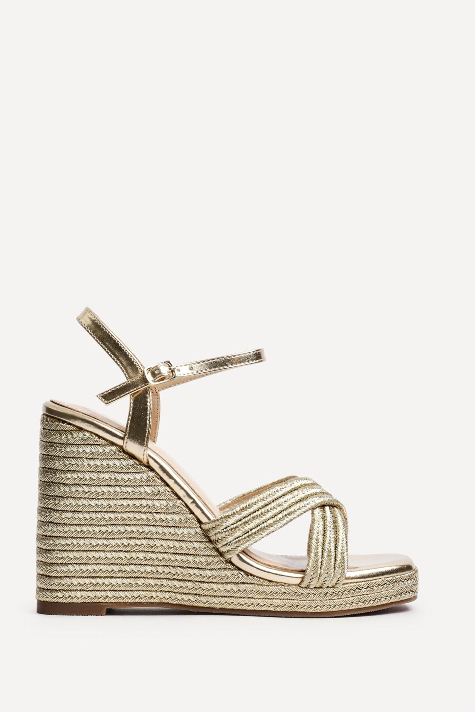 Linzi Nikki Gold Rope Crossover Platform Wedge image 1