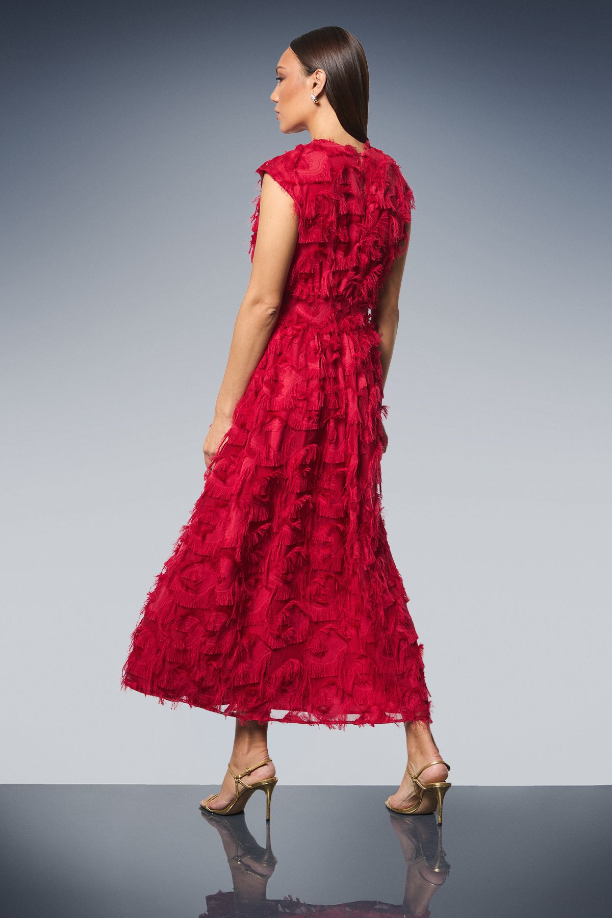 Principles Fit & Flare Textured Jacquard Midi Dress Berry image 4