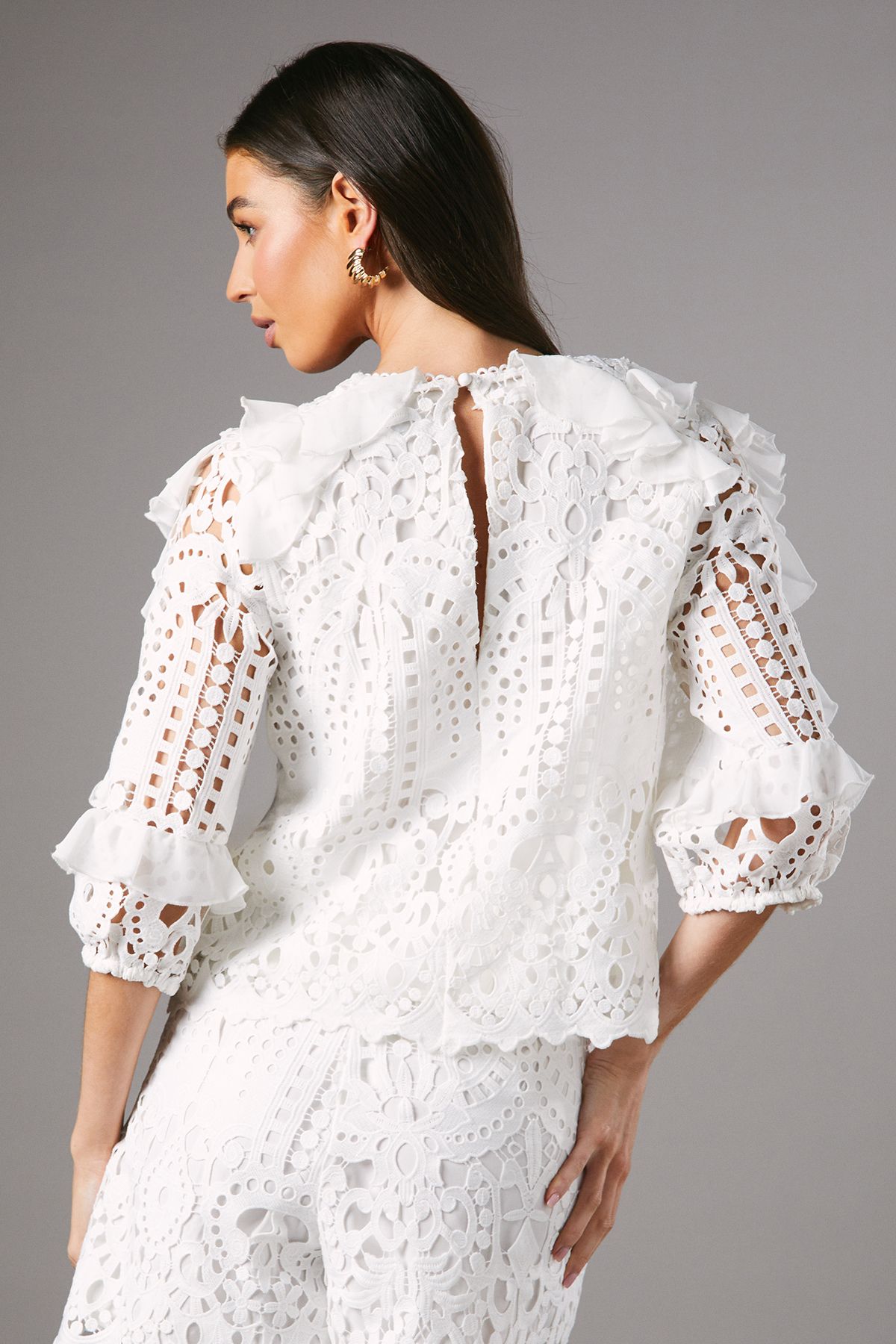 Coast Lace Frill Sleeve Top White image 3