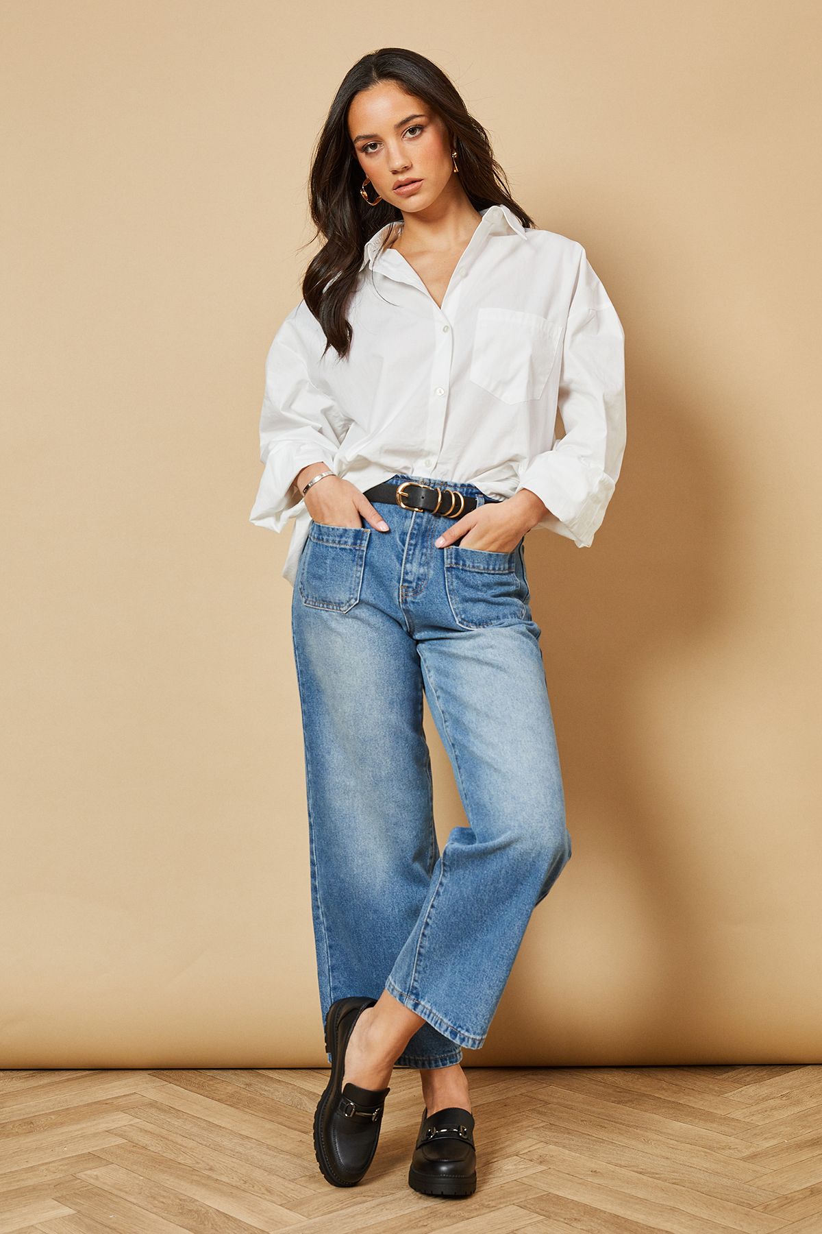 Oasis Barbara Faux Leather Snaffle Detail Loafers Black image 1