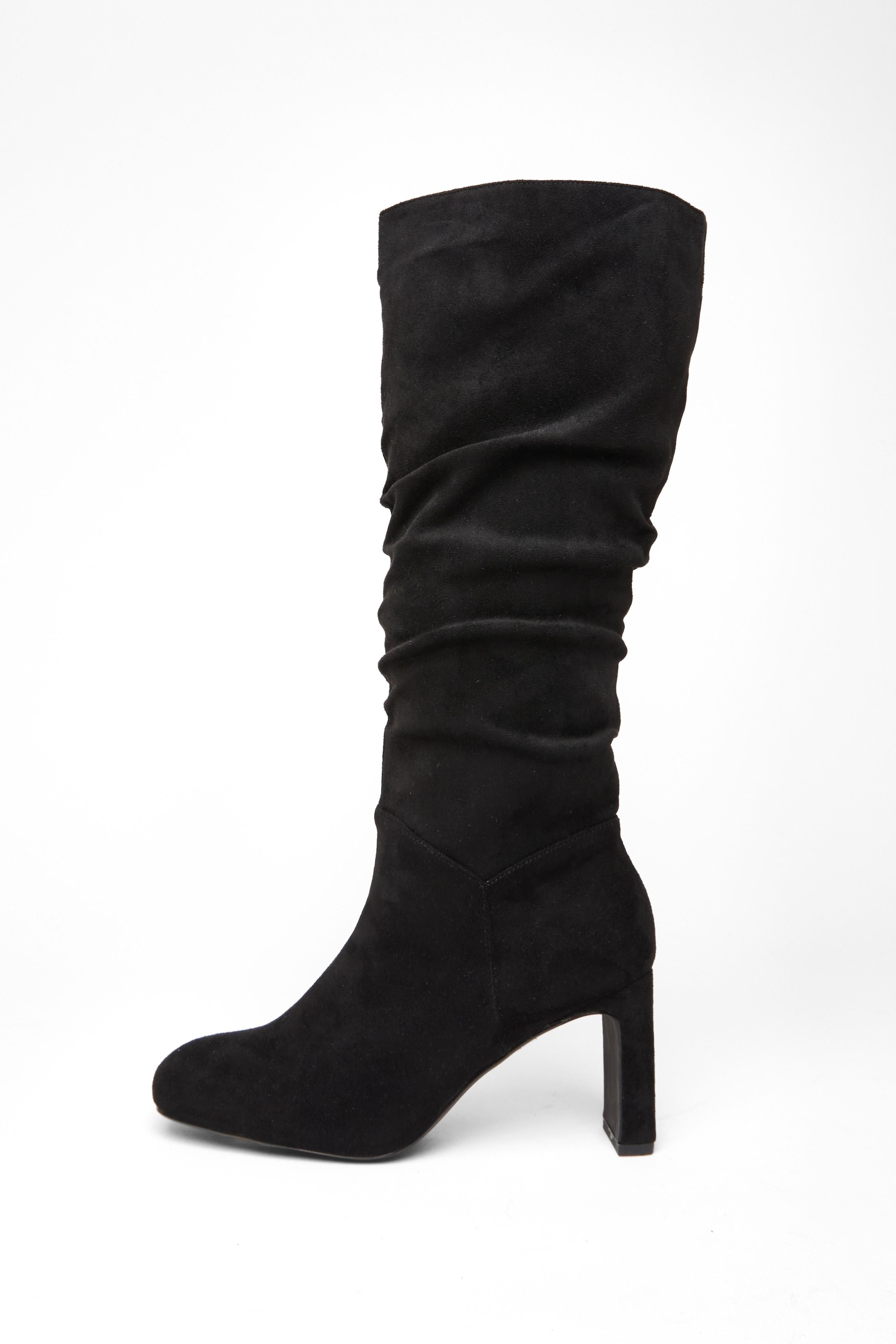 Quiz Black Faux Suede Heeled Boot image 3