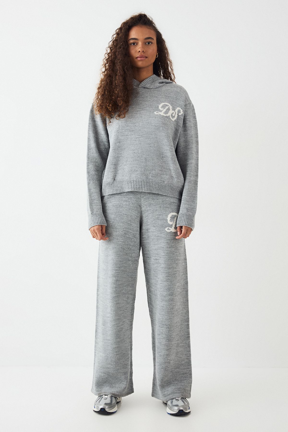 DSGN Studio DSGN Studio Knitted Oversized Hoodie Grey Marl image 5