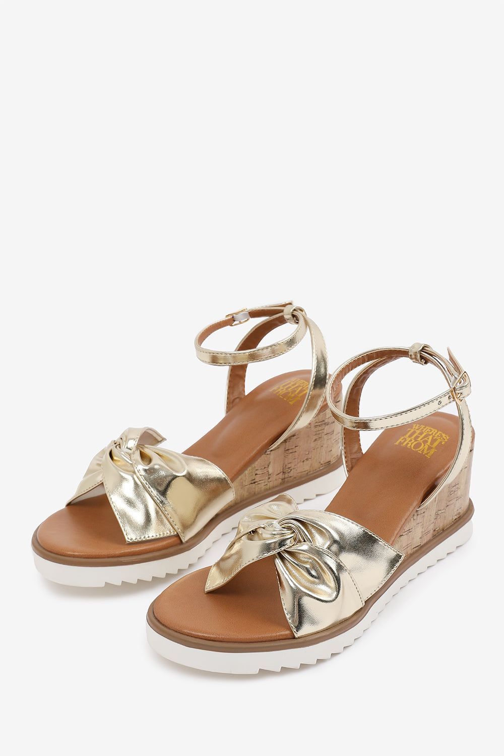Where's That From 'Qween' Knot Detail Wedge Shoes With Buckle Ankle Strap image 3