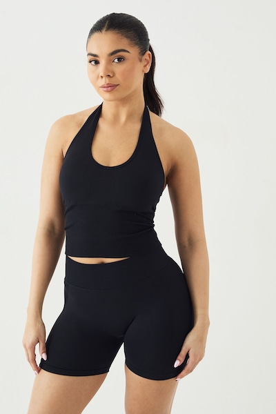 DSGN Studio DSGN Studio Sport Ultra Contour Seamless Padded Halter Top Black