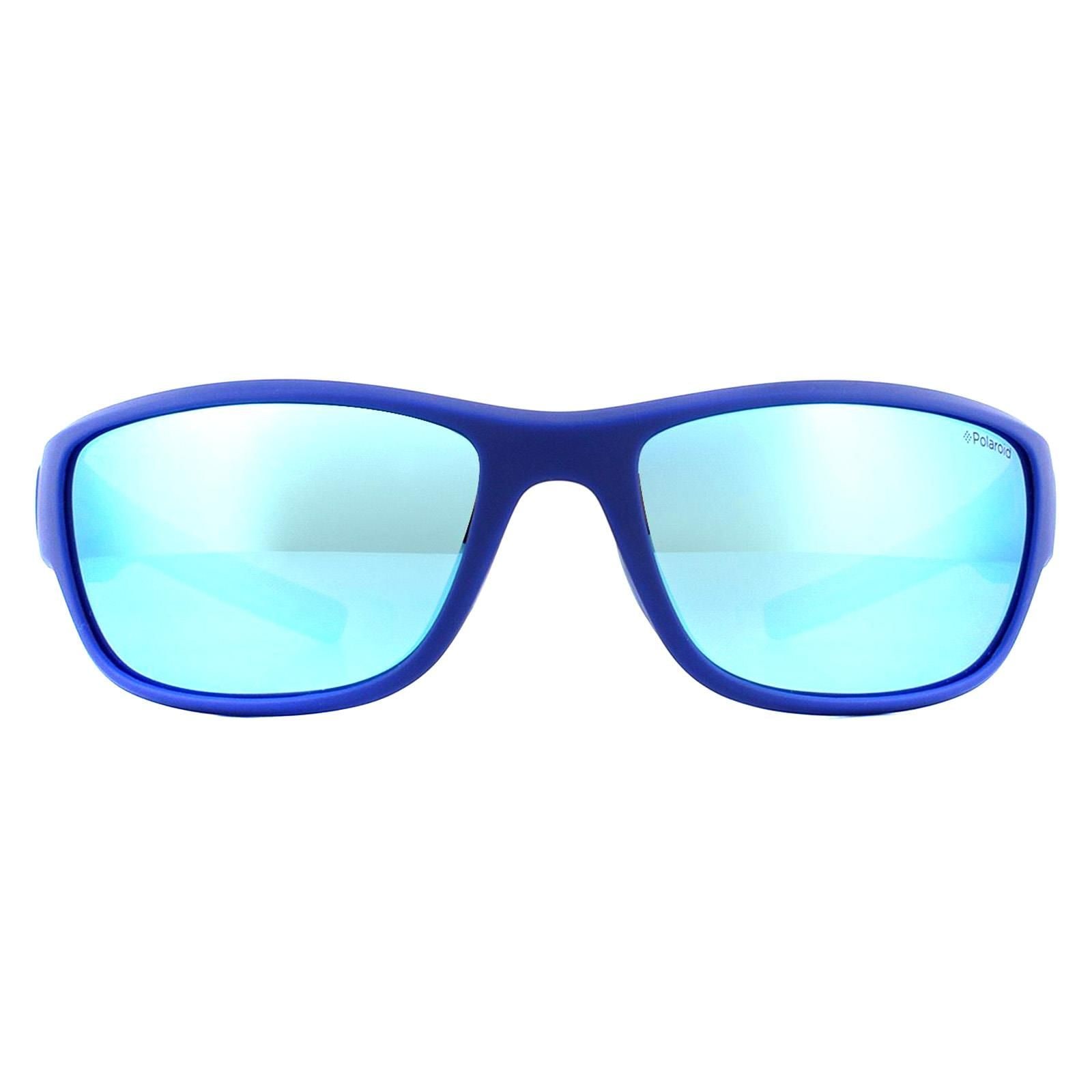 Polaroid Sport Wrap Blue Blue Mirror Polarized Sunglasses