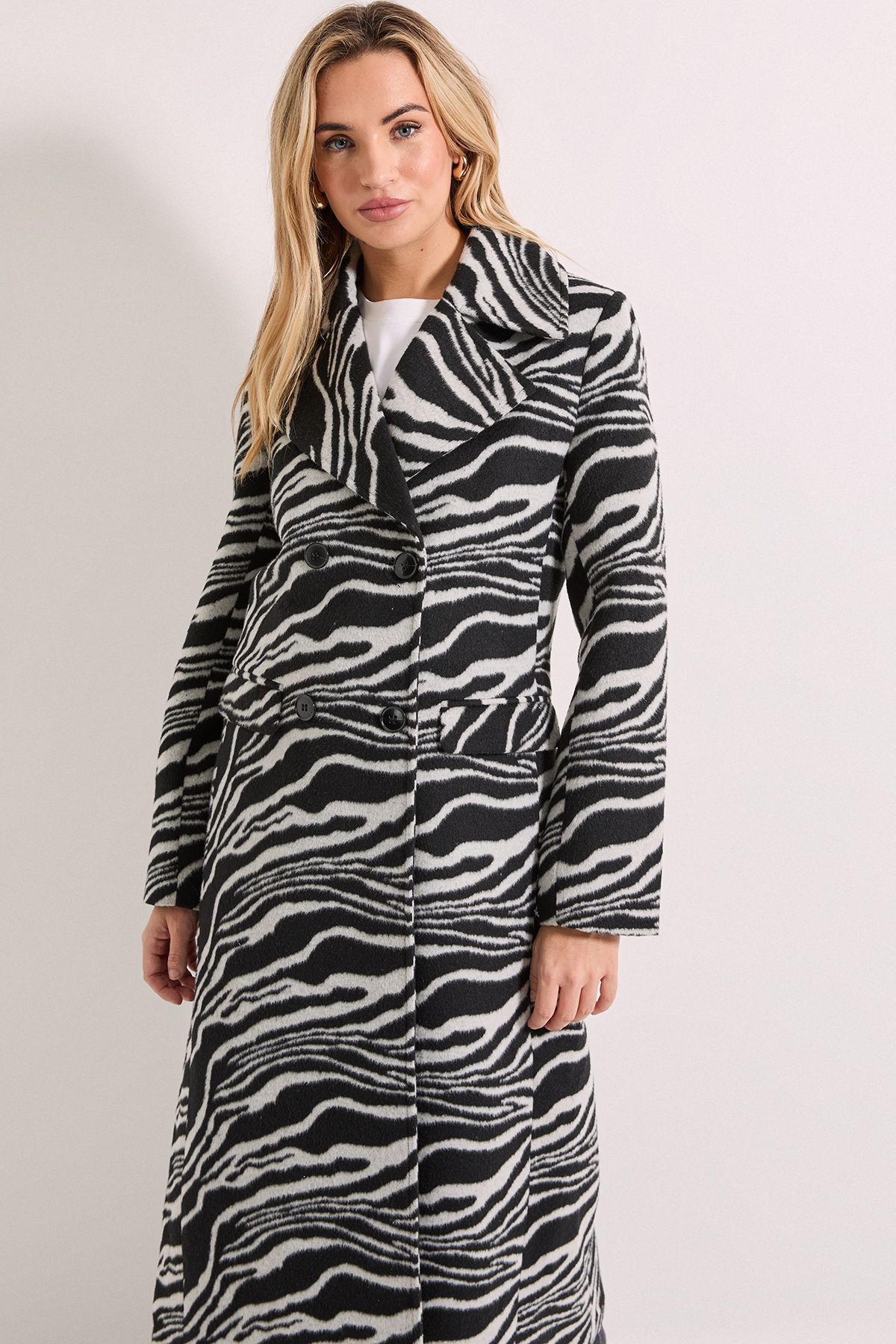 Dorothy Perkins Zebra Double Breasted Coat Mono image 2