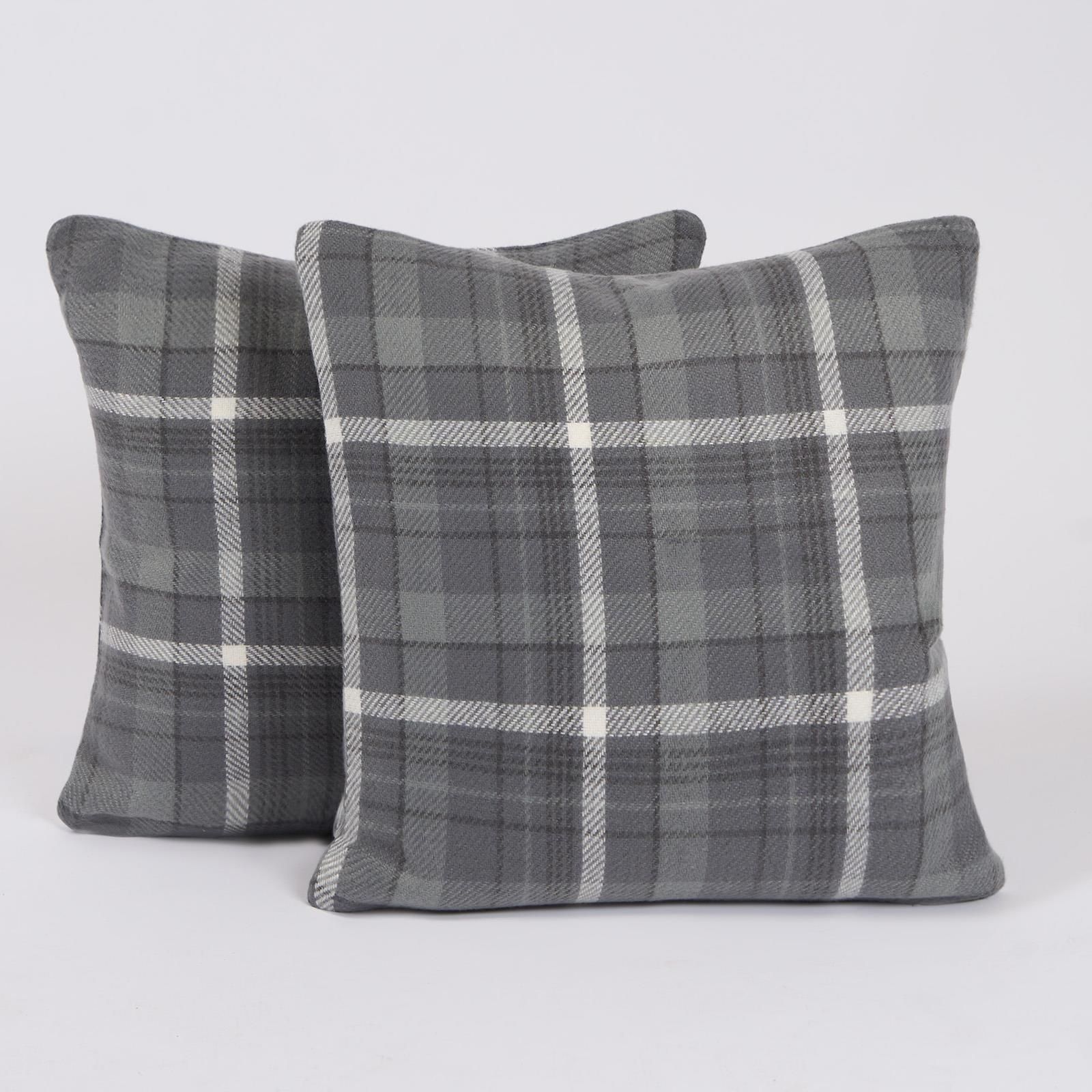 OHS Woven Check Cushion Covers Tartan Pack of 2 Case Pad Set 18" x 18" Home image 4