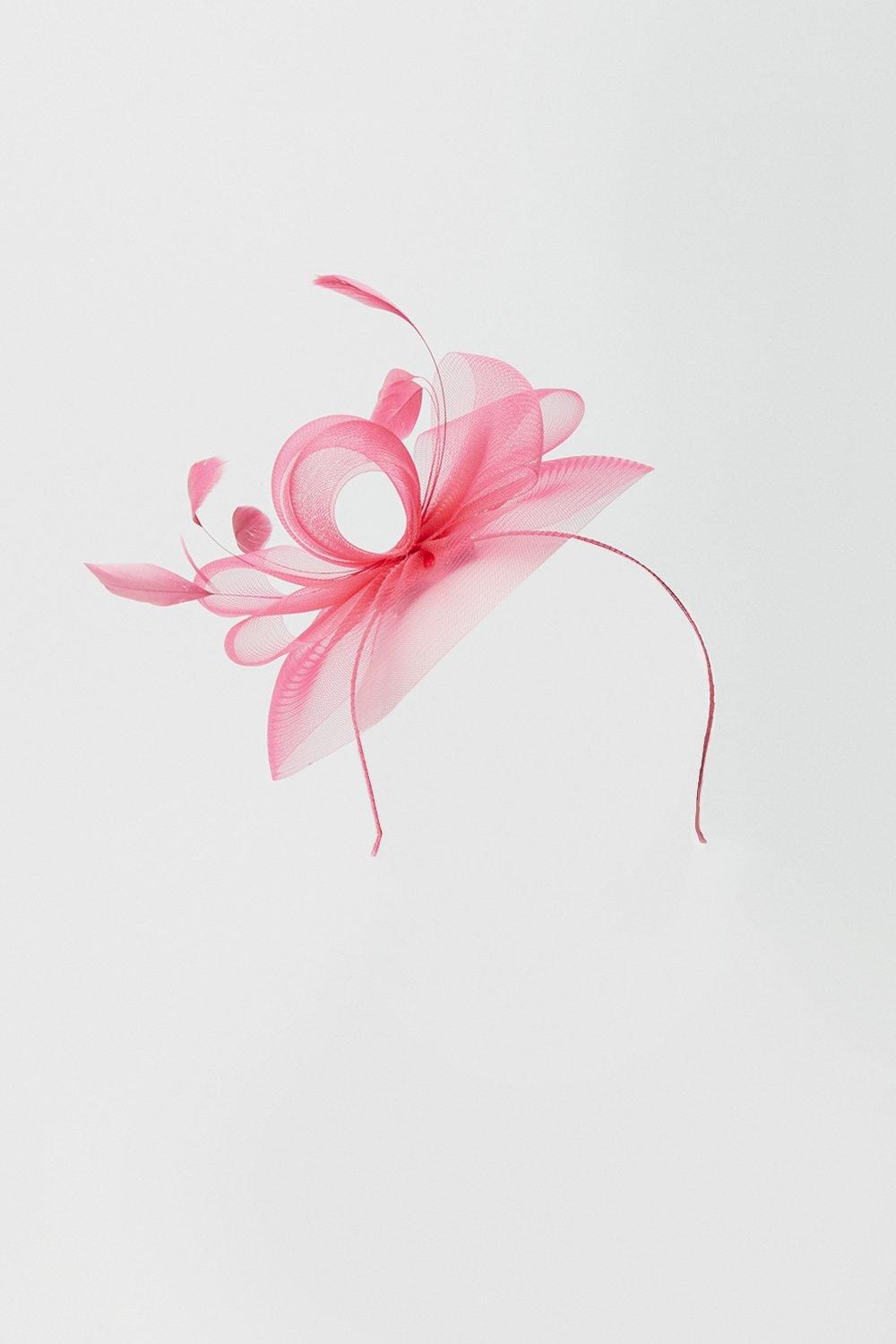 Coast Loop And Feather Mesh Fascinator Magenta image 2