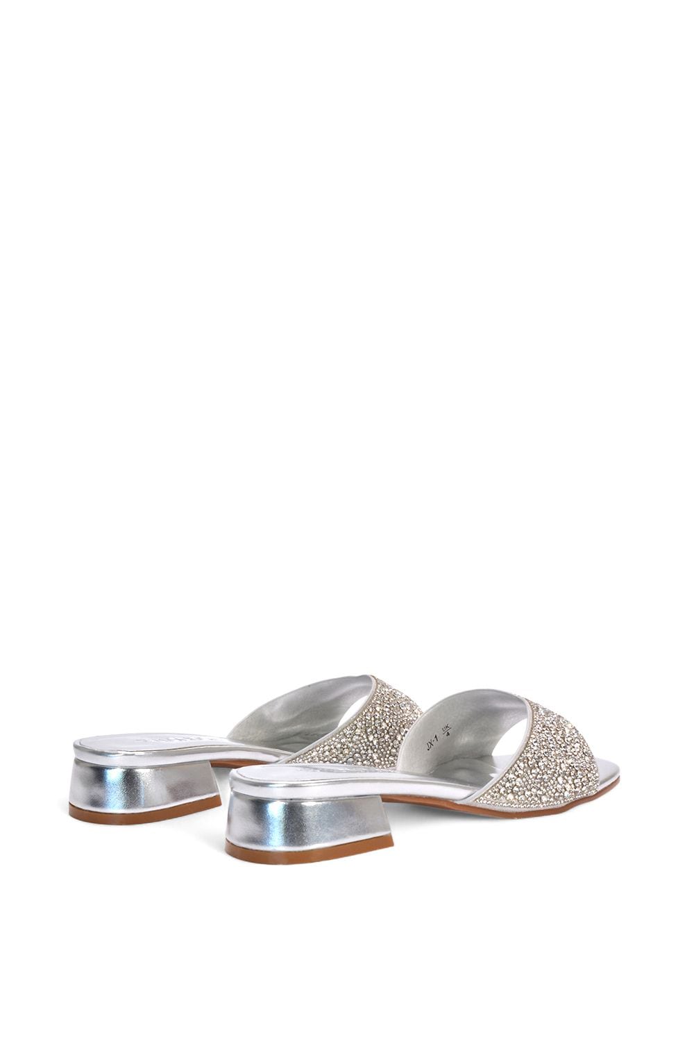 XY London 'Erica' Open Toe Slip On Diamante Low Heel Mule Shoes image 4