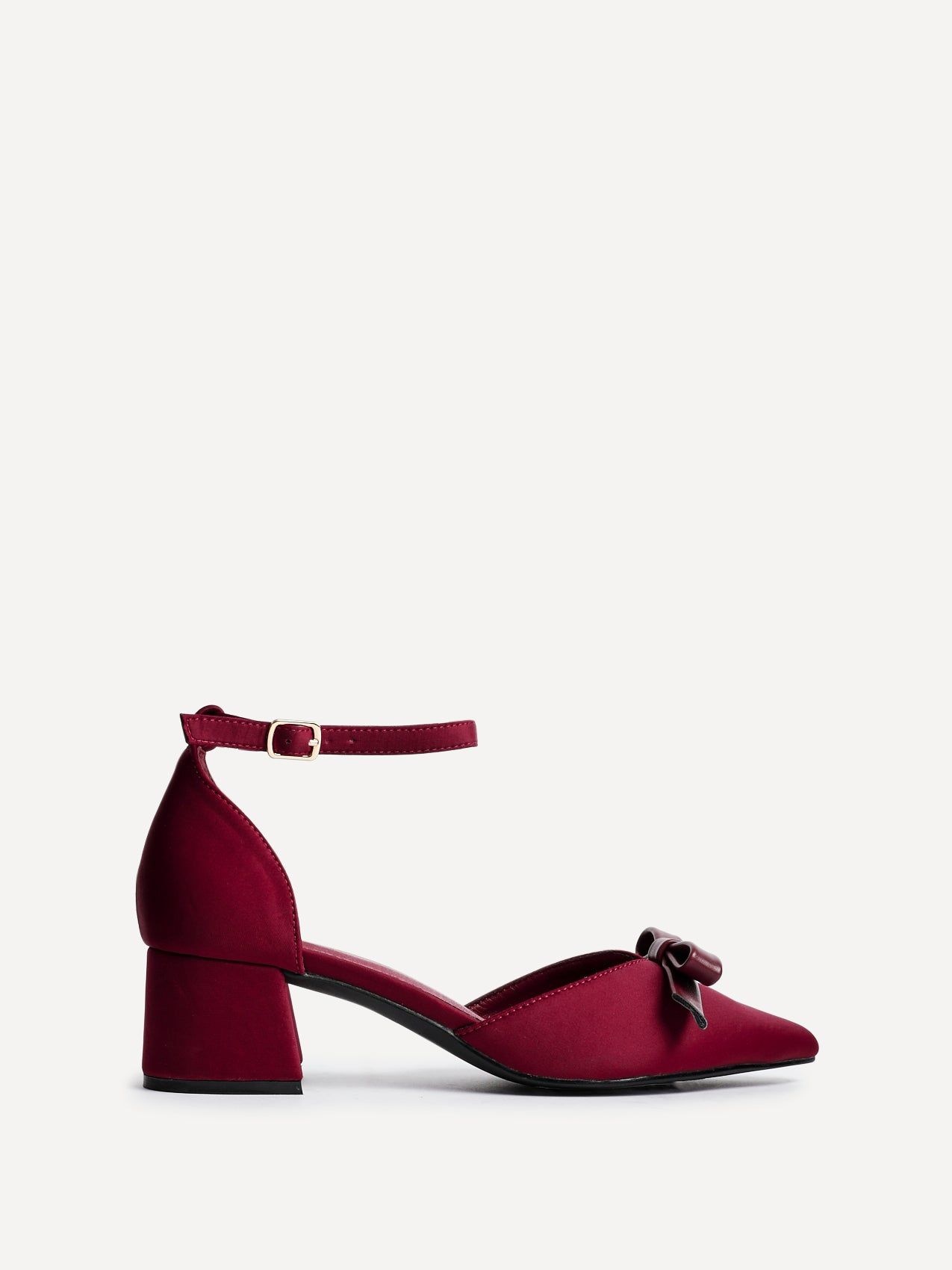 Linzi Orla Burgundy Scuba Low Block Court Heel