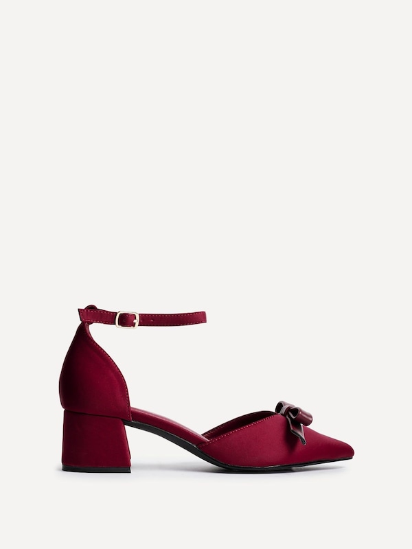 Linzi Orla Burgundy Scuba Low Block Court Heel