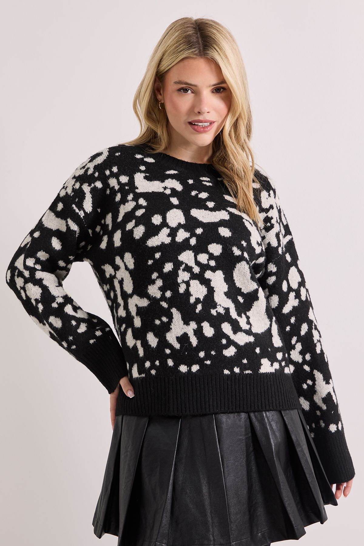 Dorothy Perkins Animal Jacquard Crew Jumper Mono image 4