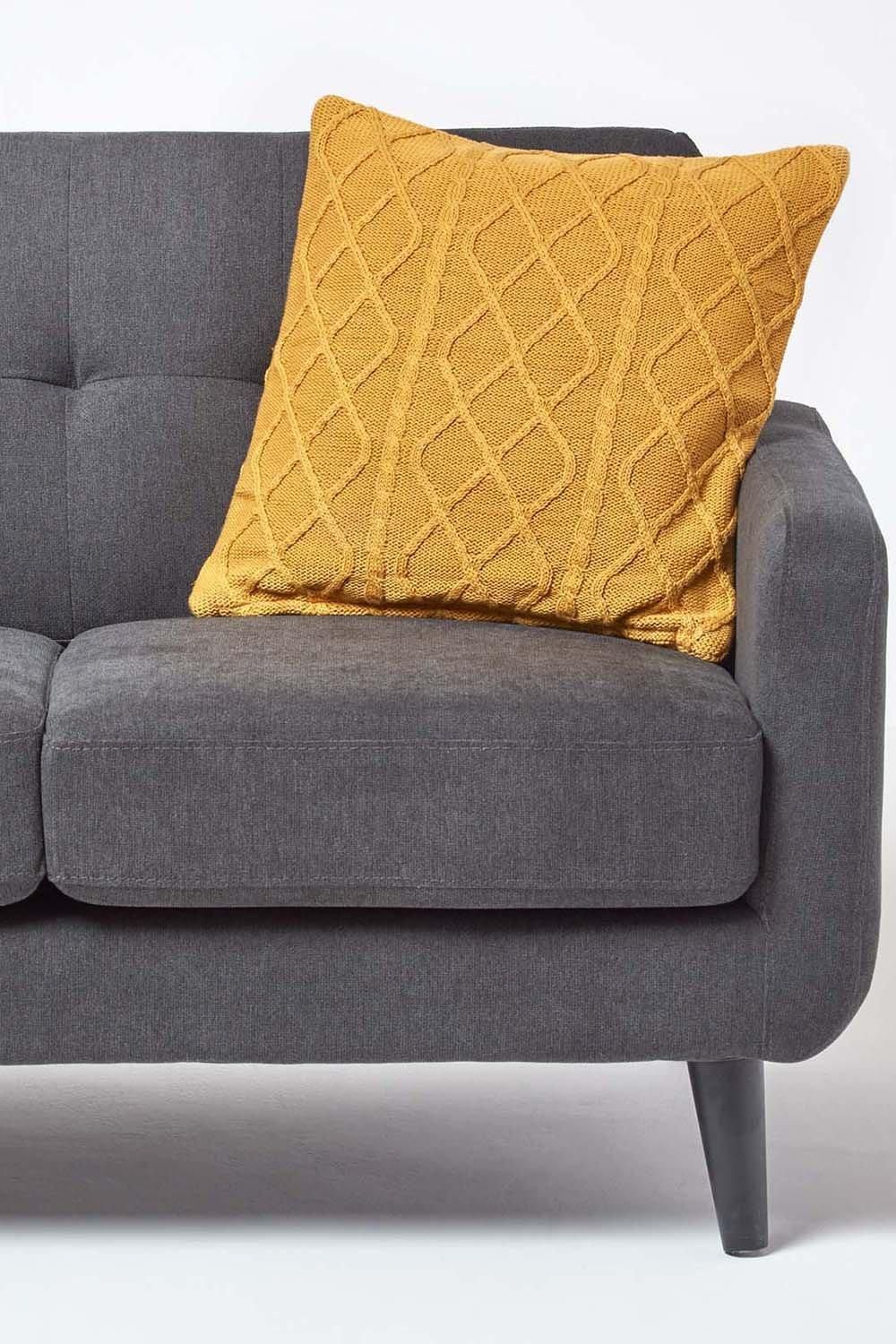 Homescapes Diamond Cable Knit Cushion Cover image 4