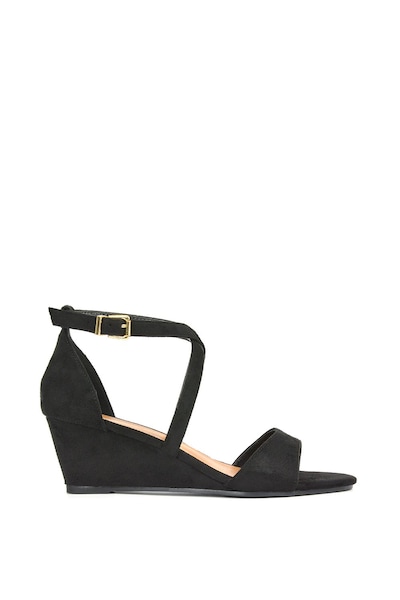 XY London 'Kylie' Strappy Mid Wedge Heel Shoes With Ankle Strap