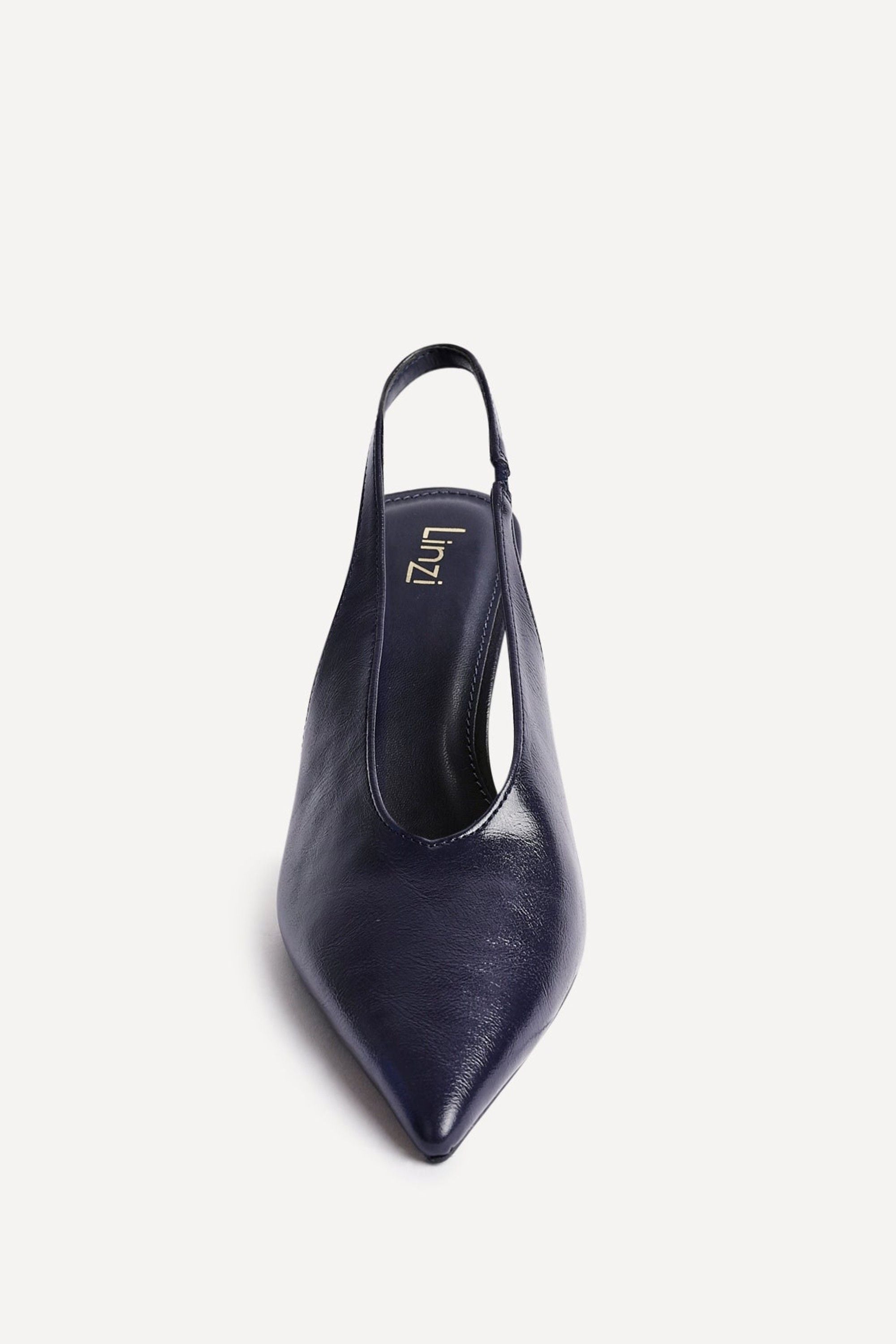 Linzi Evoke Navy Faux Leather Sling Back Court Heels image 4