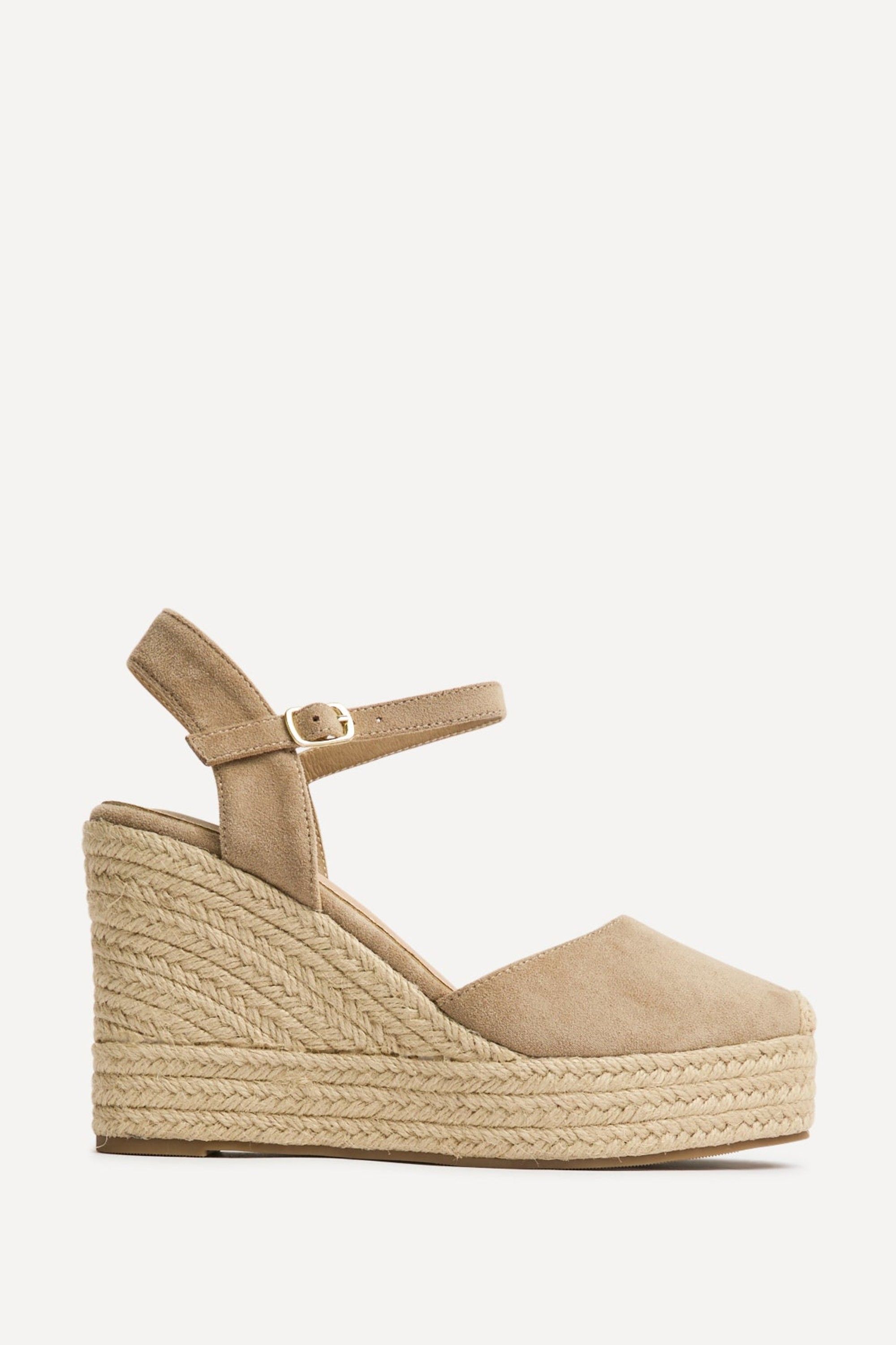 Linzi True Taupe Faux Suede Espadrille Wedges