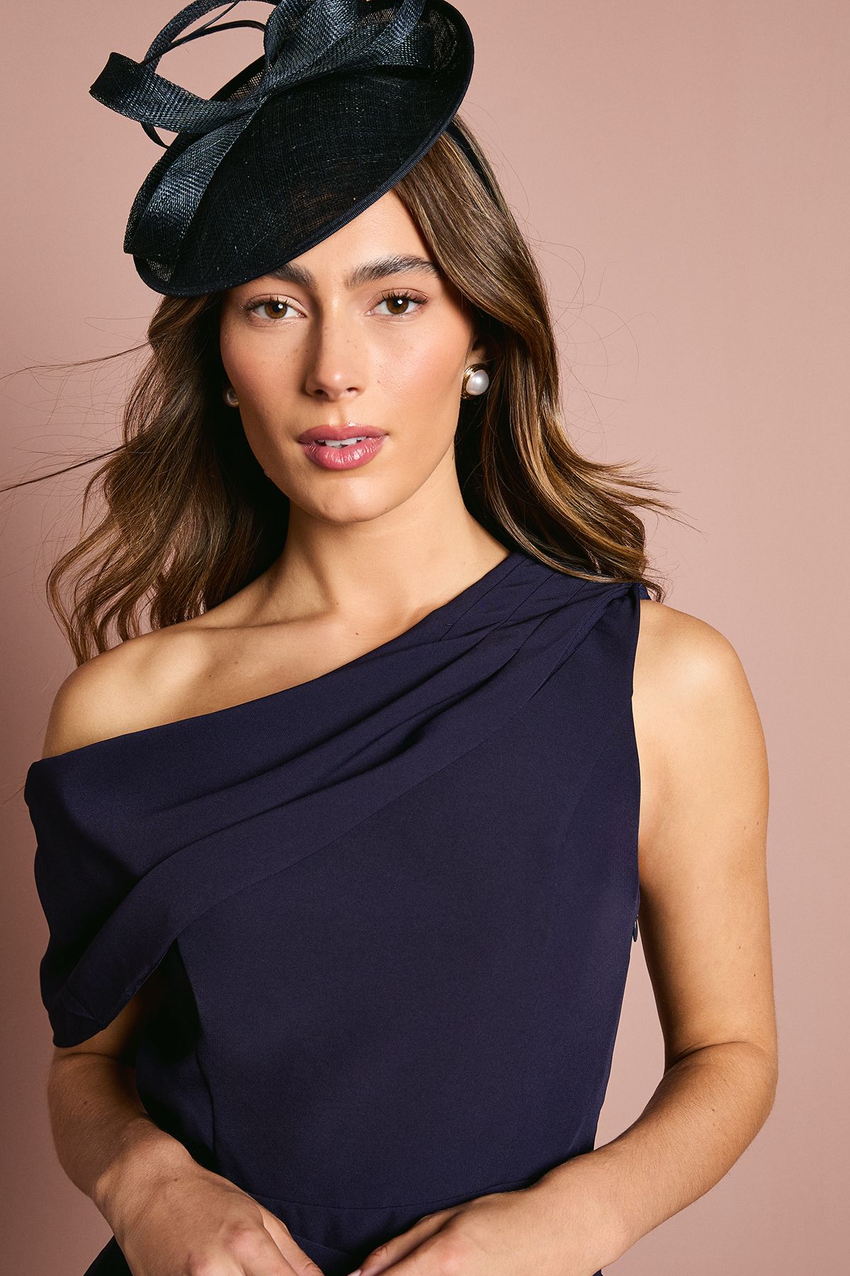 Coast One Shoulder Twist Front Pencil Dress Navy image 4