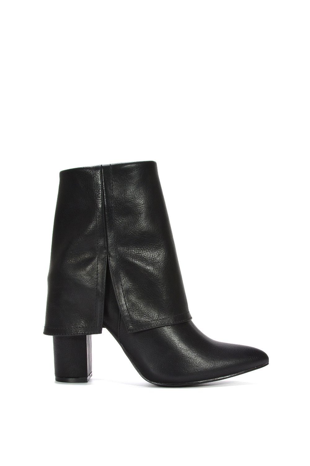XY London 'Ayla' Layered Fold Over Pointed Toe Heeled Shoe Booties image 1