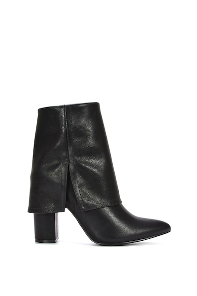 XY London 'Ayla' Layered Fold Over Pointed Toe Heeled Shoe Booties